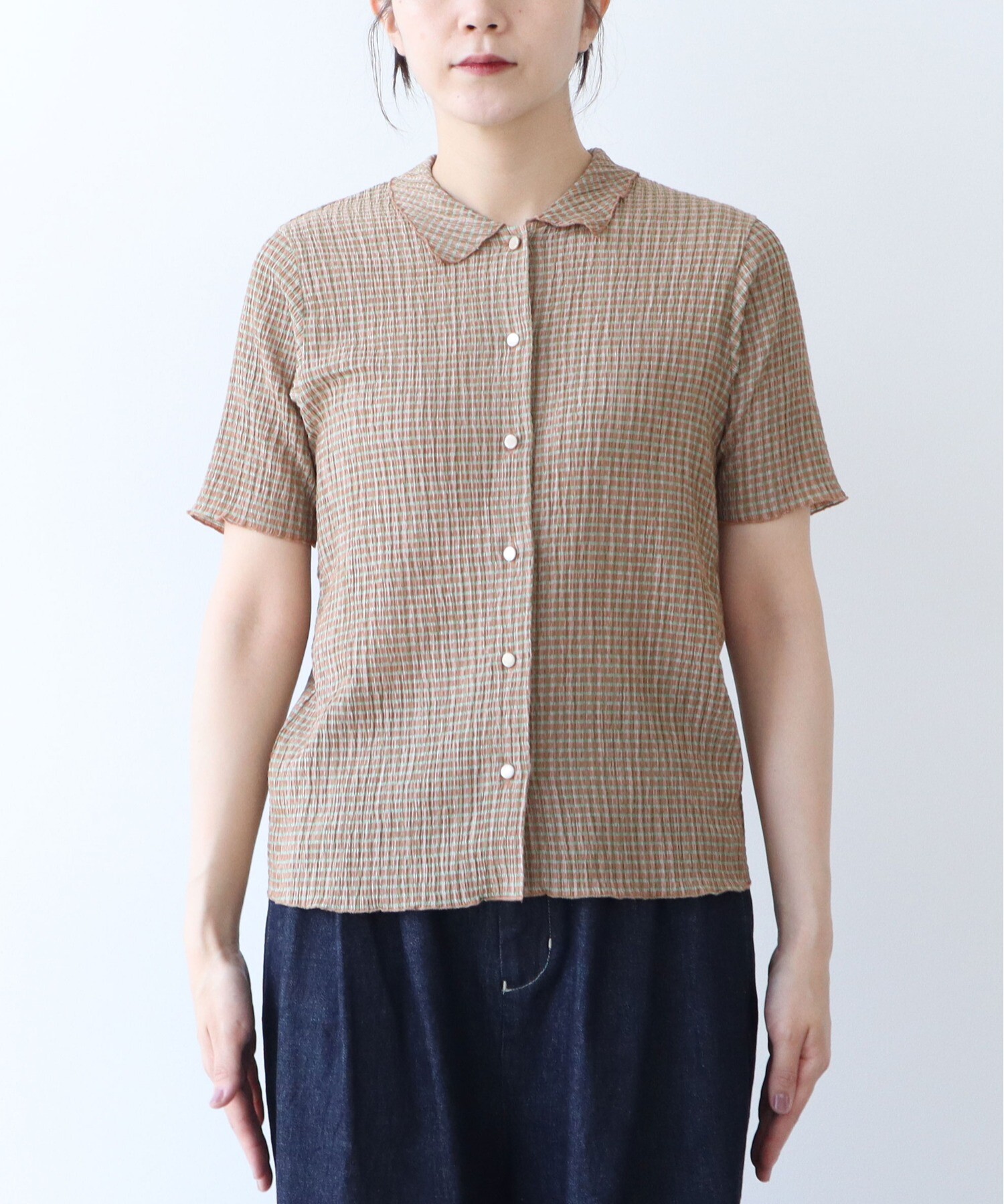 AMBIDEX Store コットンポリエステル シャーリングハーフスリーブ  