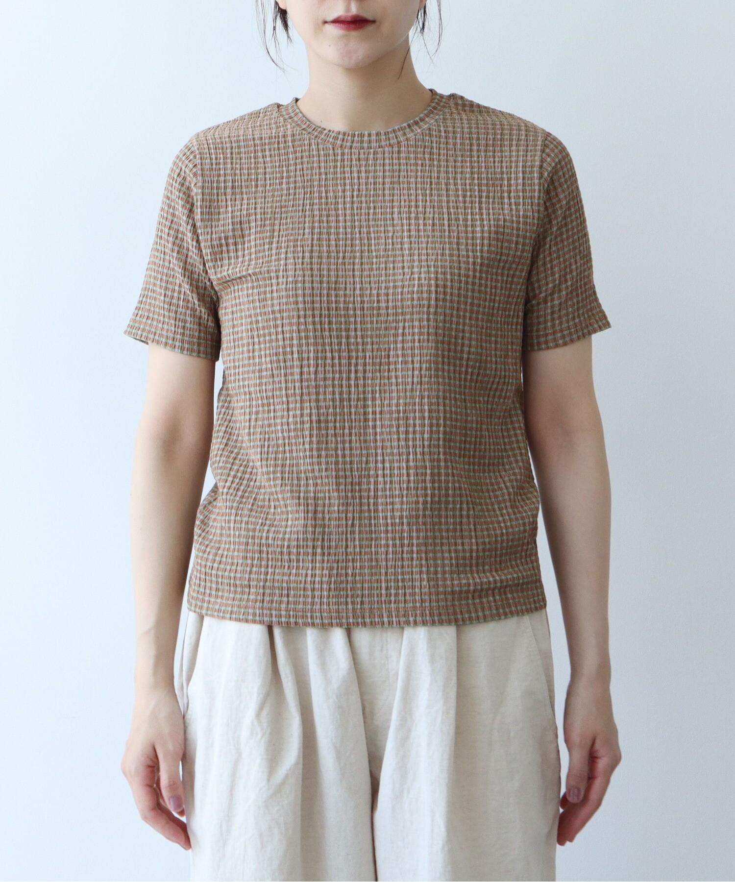 AMBIDEX Store コットンポリエステル シャーリングハーフスリーブT  