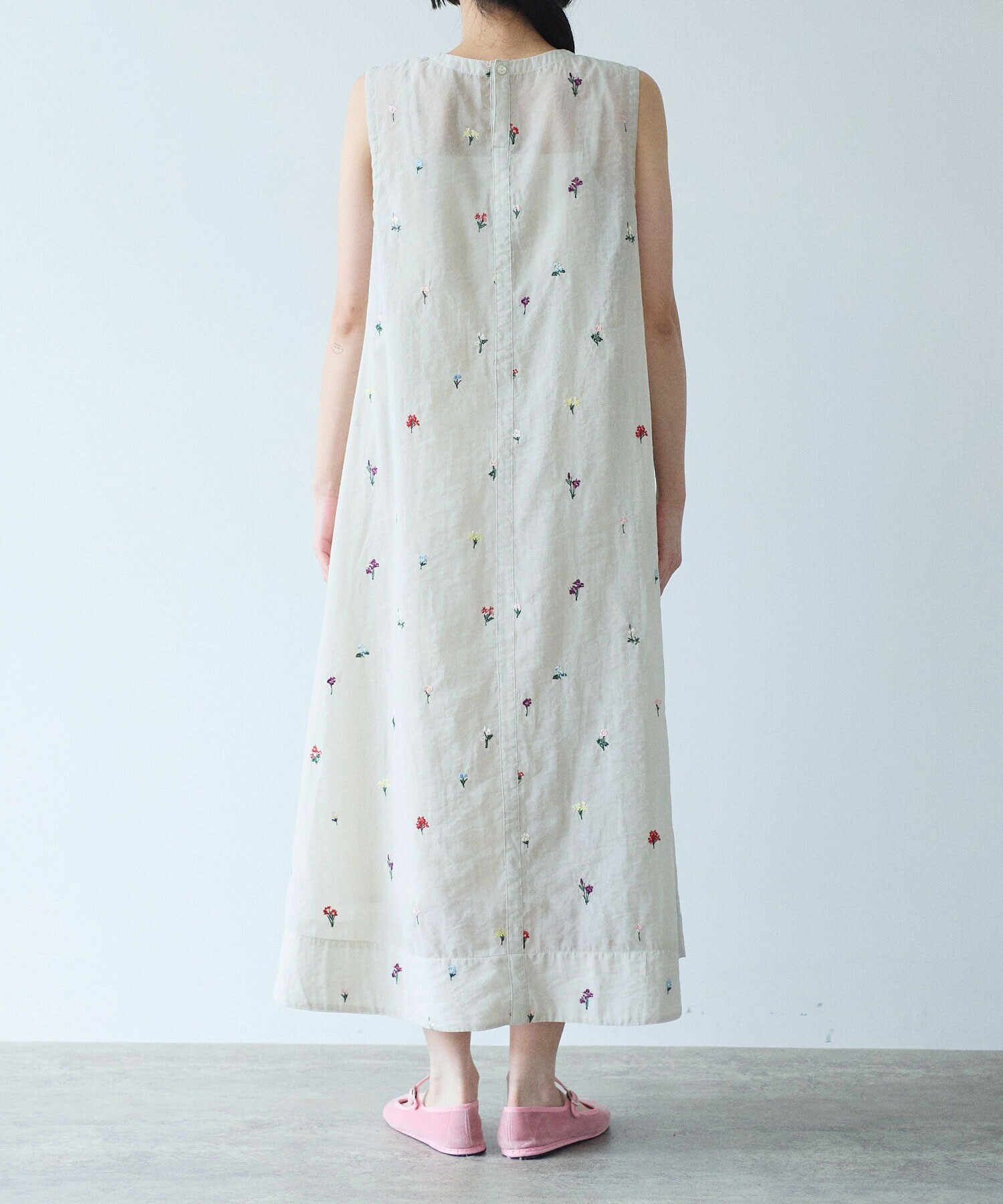 AMBIDEX Store コットン/ナイロン sheer floral刺繍 ワンピース(F
