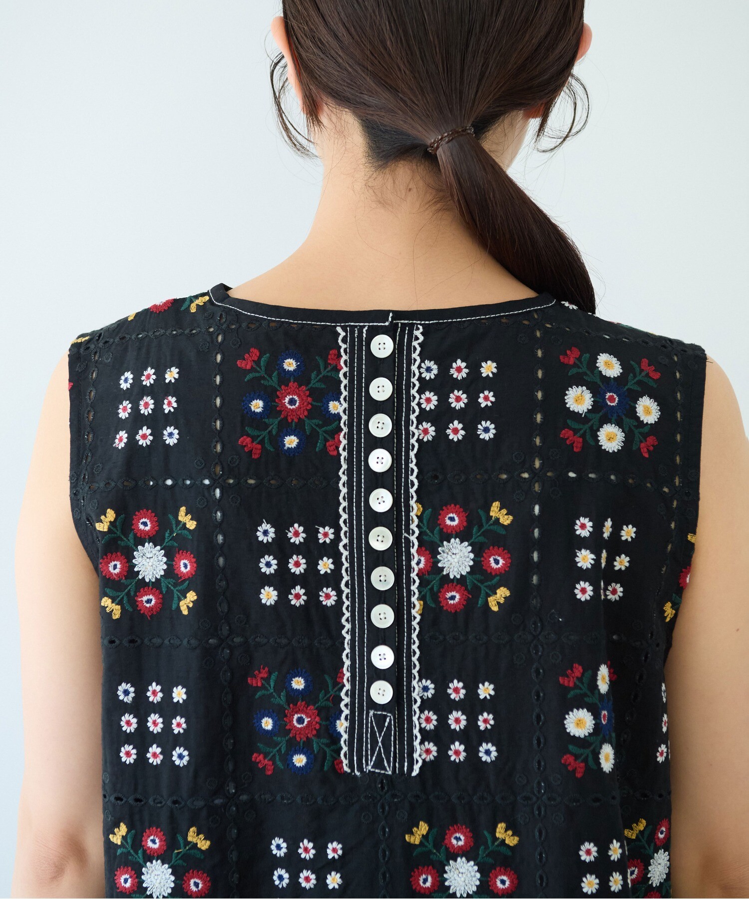 メドモワゼル◆ 刺繍 ノースリーブ レイヤード ワンピース 38 XS-Lサイズあり【SETTAN/セッタン】フラワー刺繍/ マーメイド