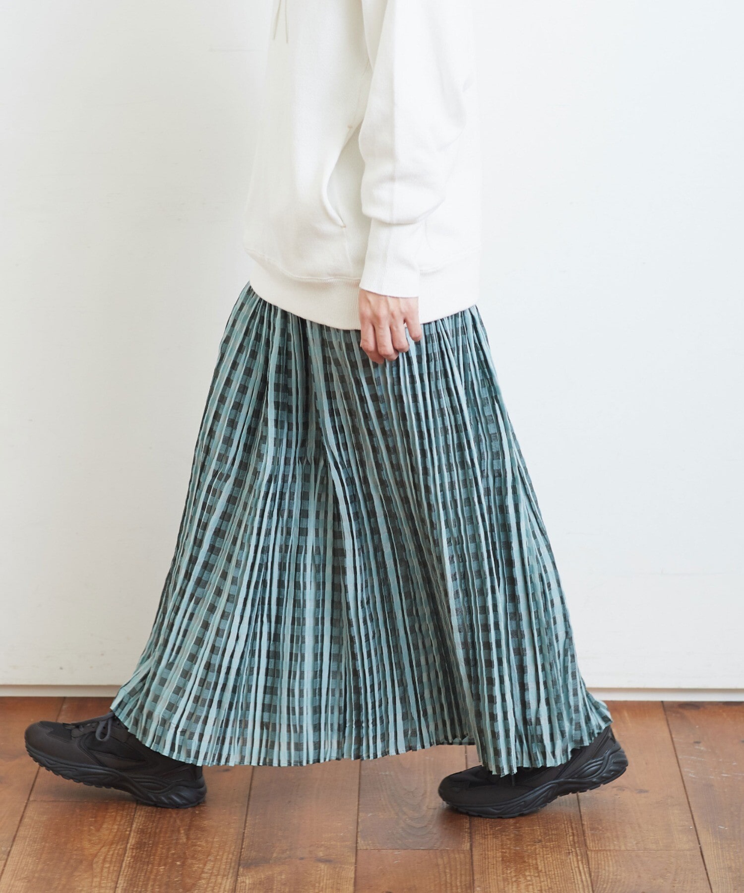 AMBIDEX Store ○ギンガムチェックランダムプリーツスカート polyester 