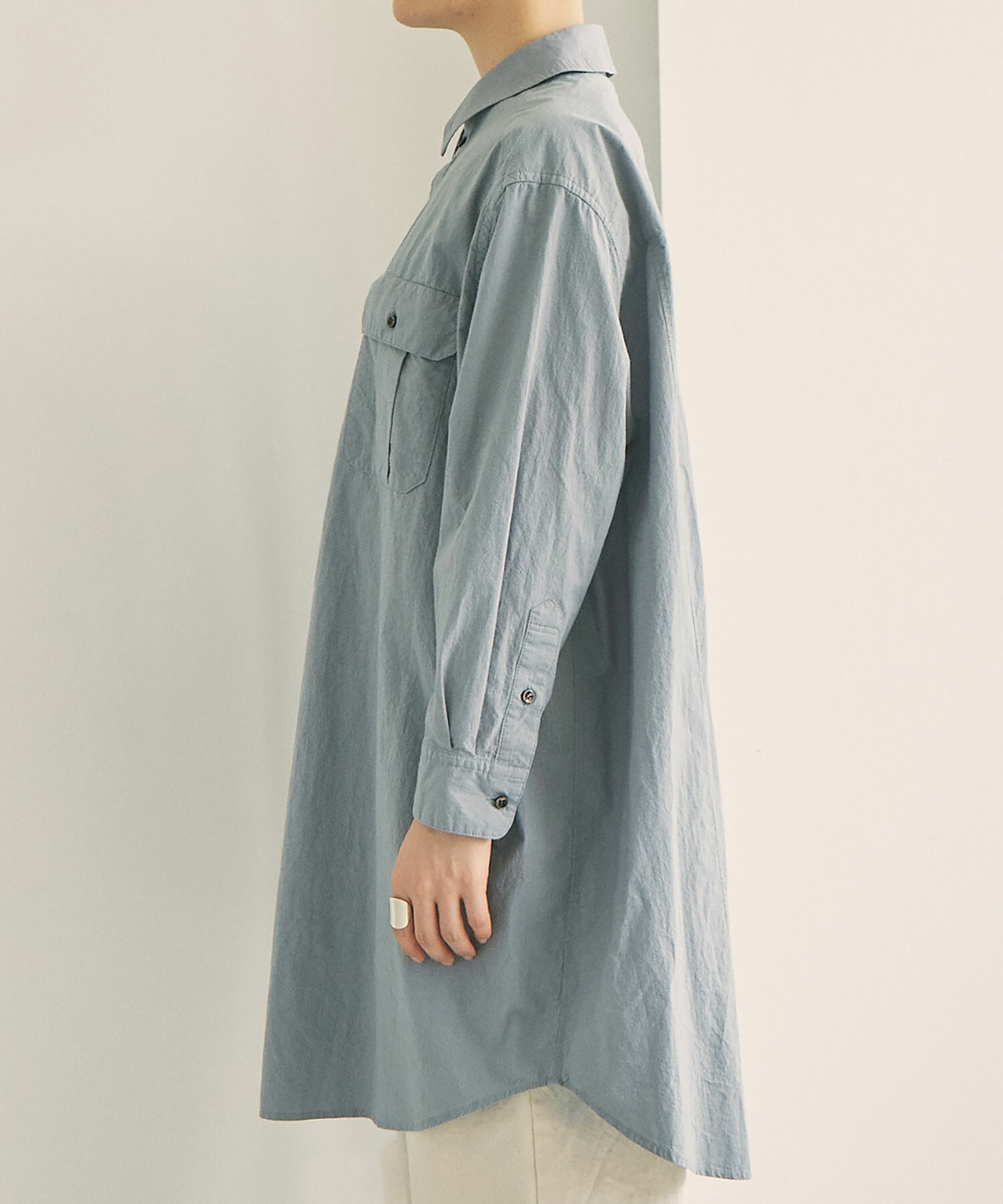 AMBIDEX Store △○ORGANIC RIP-STOP ポケSHIRTS(F BLUE GREY): FLAT