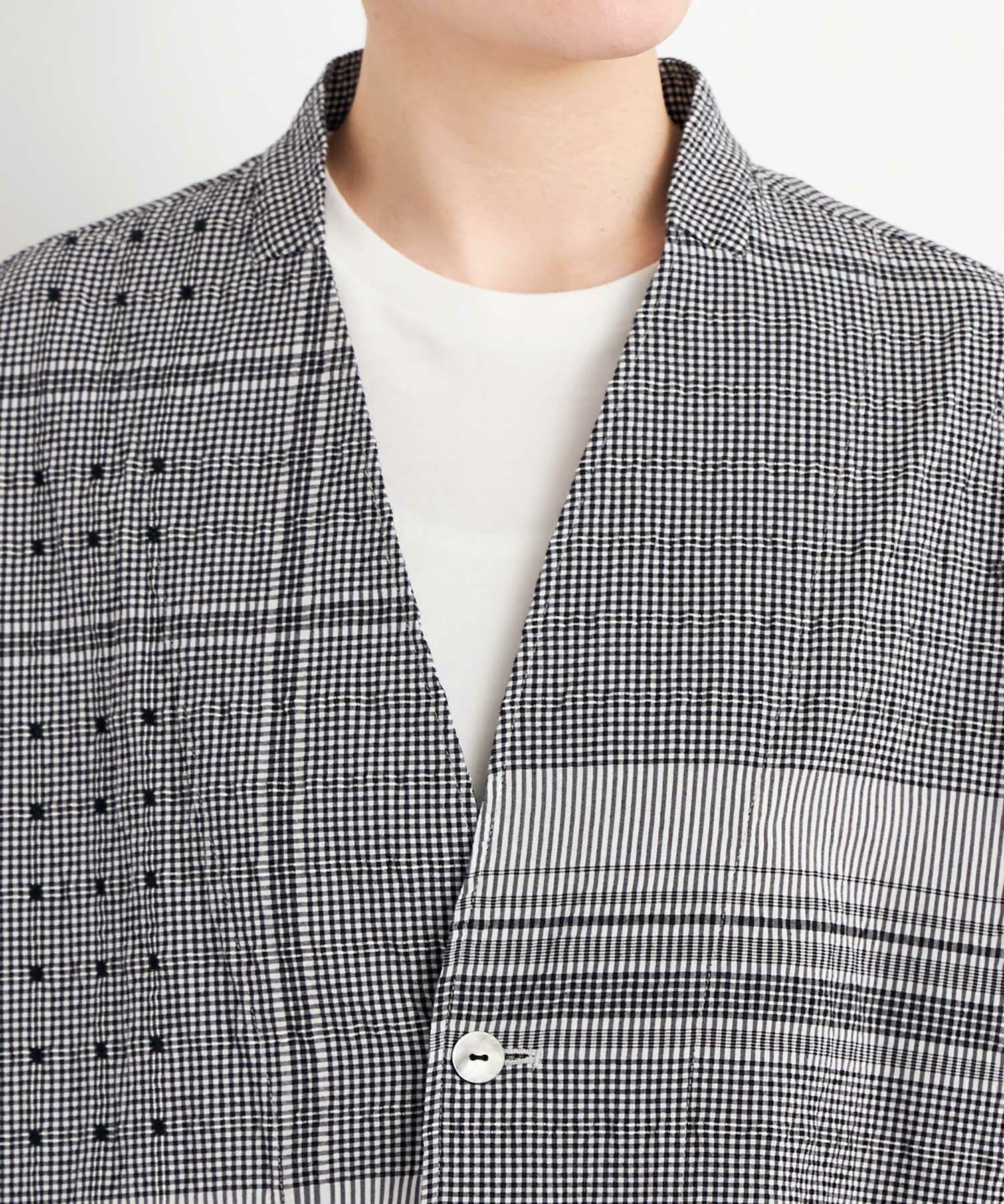 AMBIDEX Store △○DANGO DOT ギンガム シャツジャケット(F WHT/BLACK