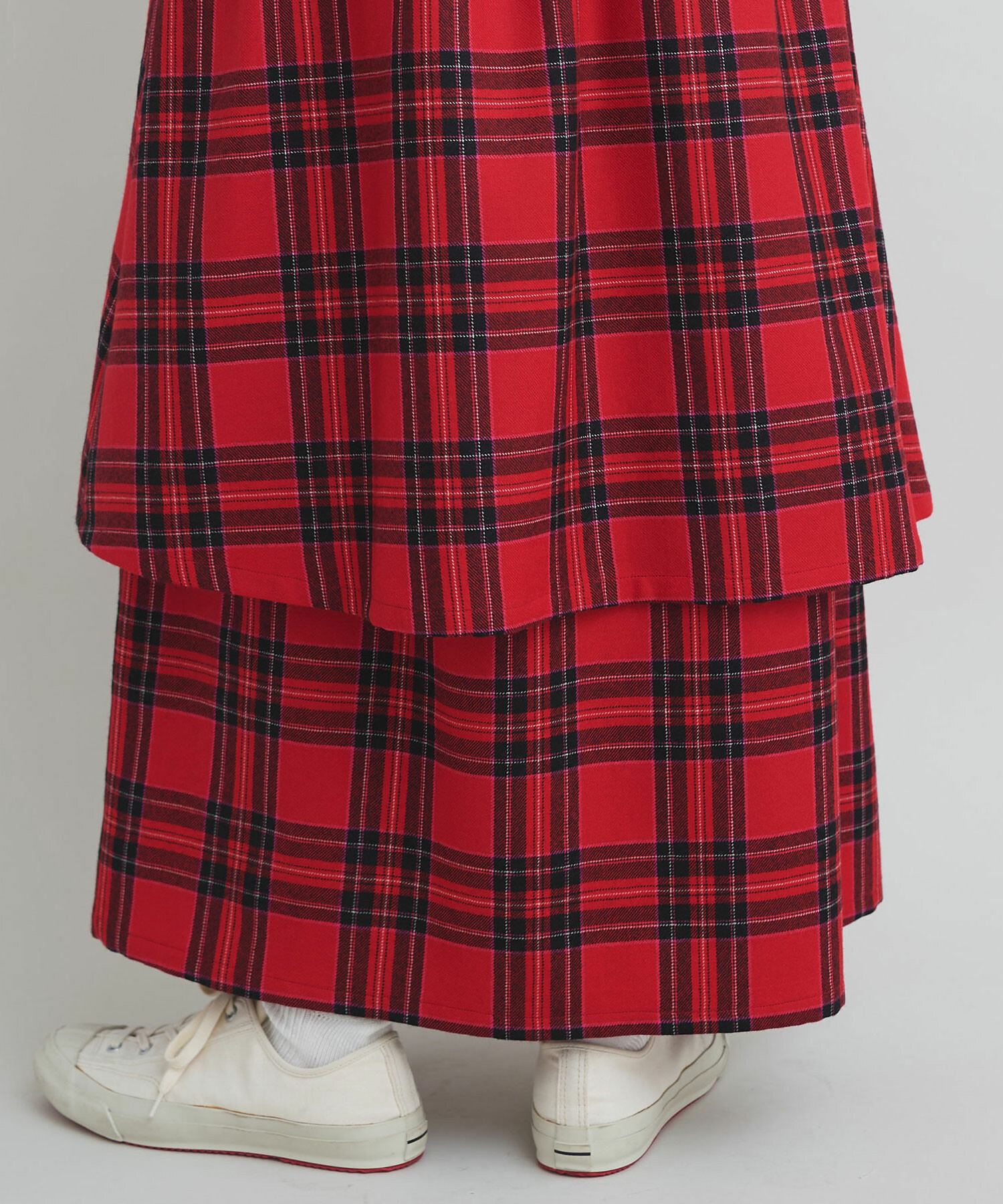 AMBIDEX Store 先染めチェック フリルギャザー スカート(F クロ): iki