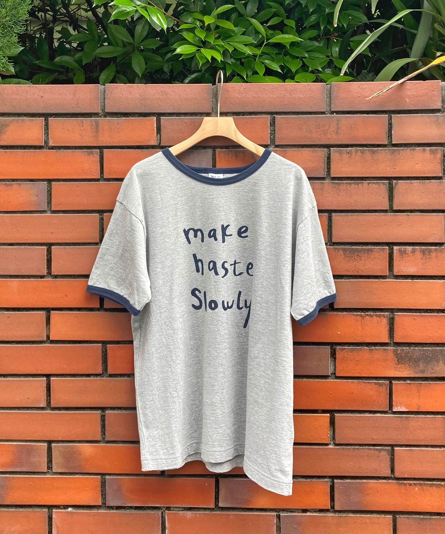 AMBIDEX Store ○make haste slowly リンガーTシャツ(F グリーン