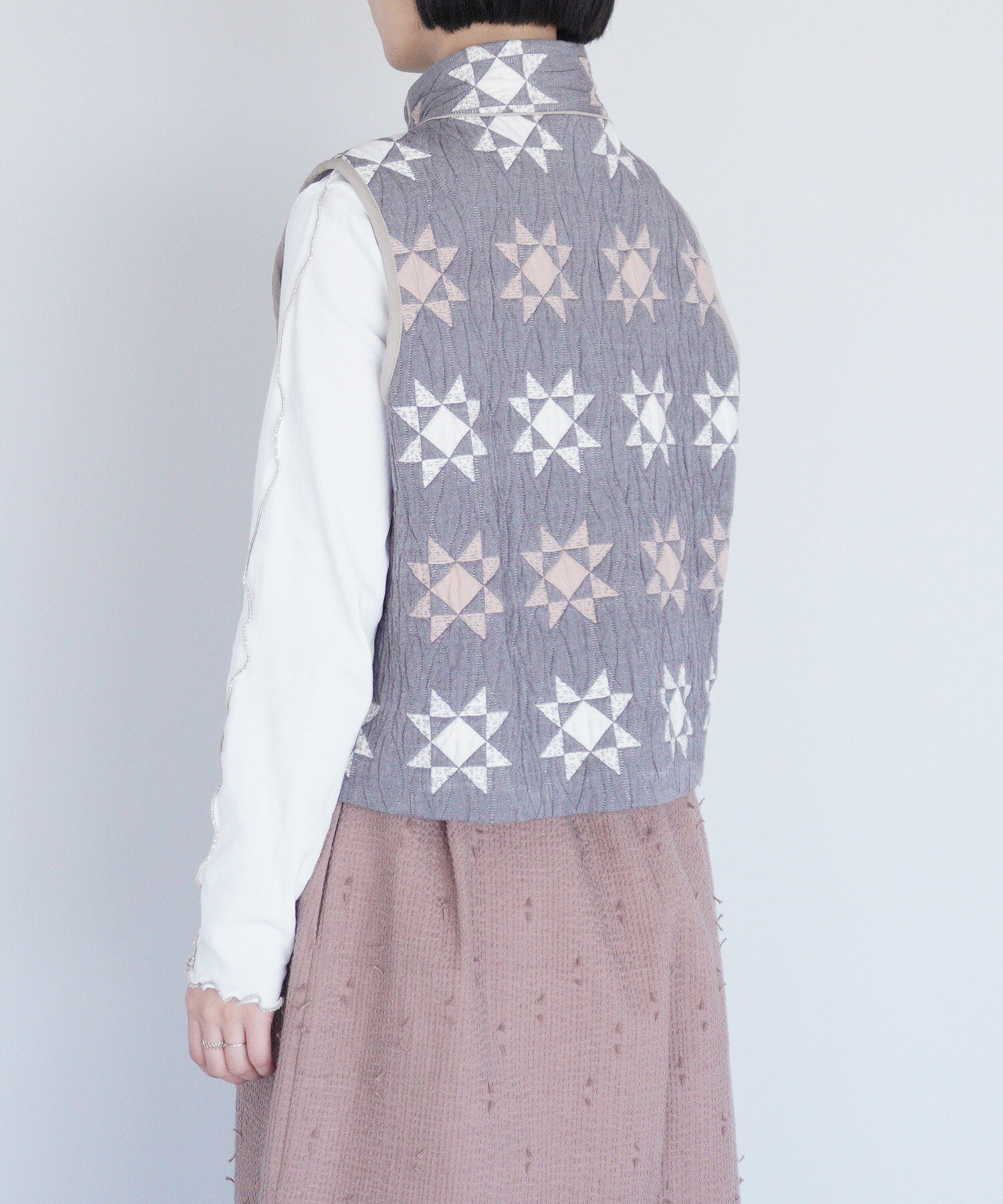 AMBIDEX Store 〇patchwork quilt jacquard ベスト(F グレー): Rin