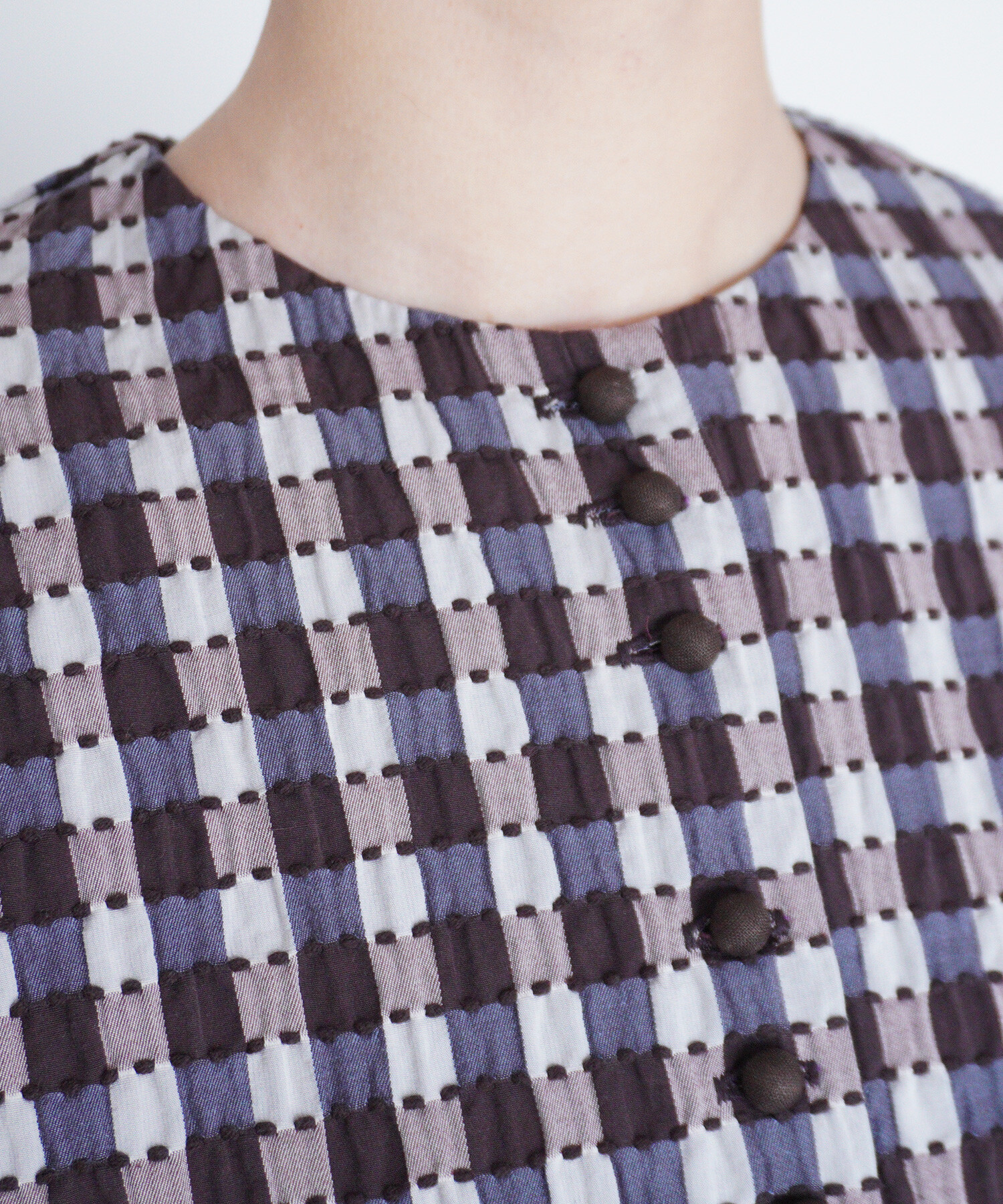 AMBIDEX Store 〇sashiko check ジャケット(F ライトグレーmix): FLAT