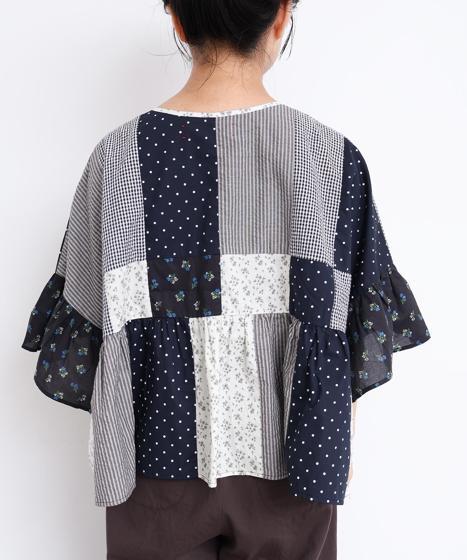 AMBIDEX Store little garden パッチワークブラウス(F クロ): l