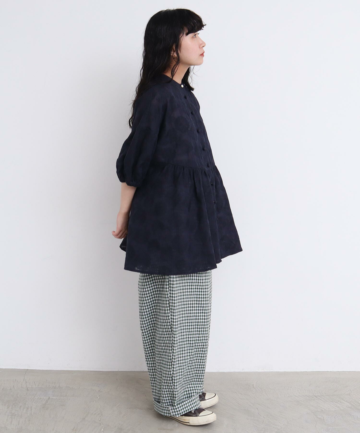 AMBIDEX Store △〇線画のお花ラミー刺繍 まるブラウス(F