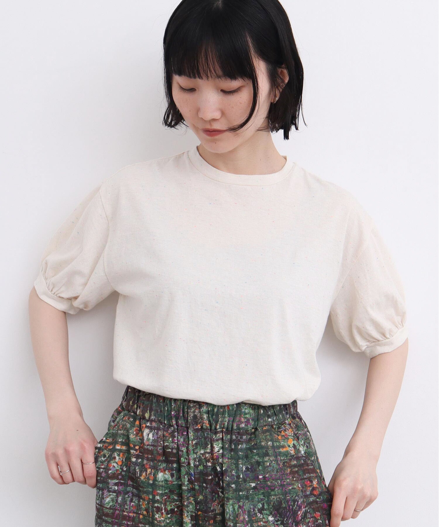 AMBIDEX Store 【予約販売】〇カラフルネップ天竺 パフ袖Tシャツ