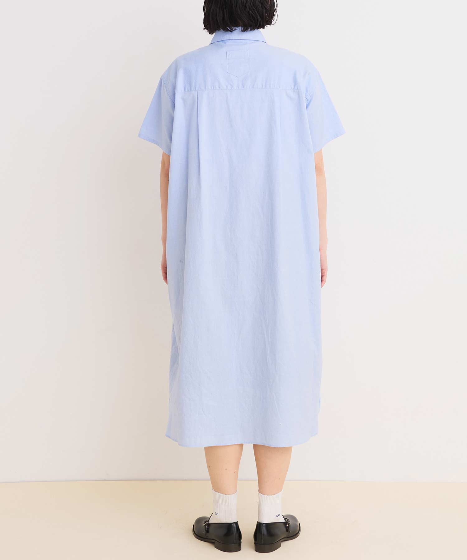 AMBIDEX Store 80/2ピンオックス 数字刺繍半袖シャツワンピース AMBIDEX Store 80/2ピンオックス 数字刺繍半袖シャツワンピース