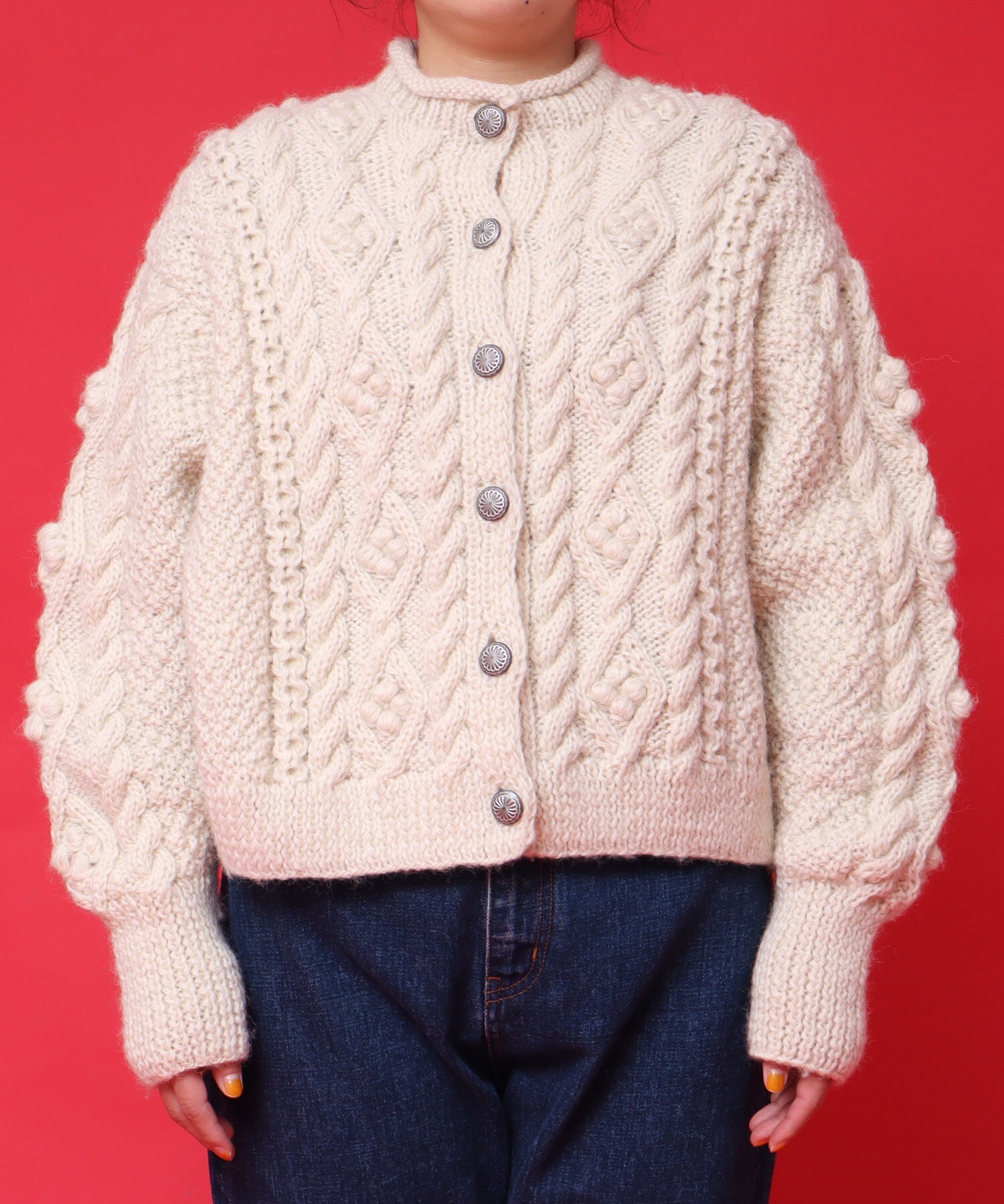 Dot＆Stripes CHILD WOMAN ポップコーンニット カーディガン素材ウール