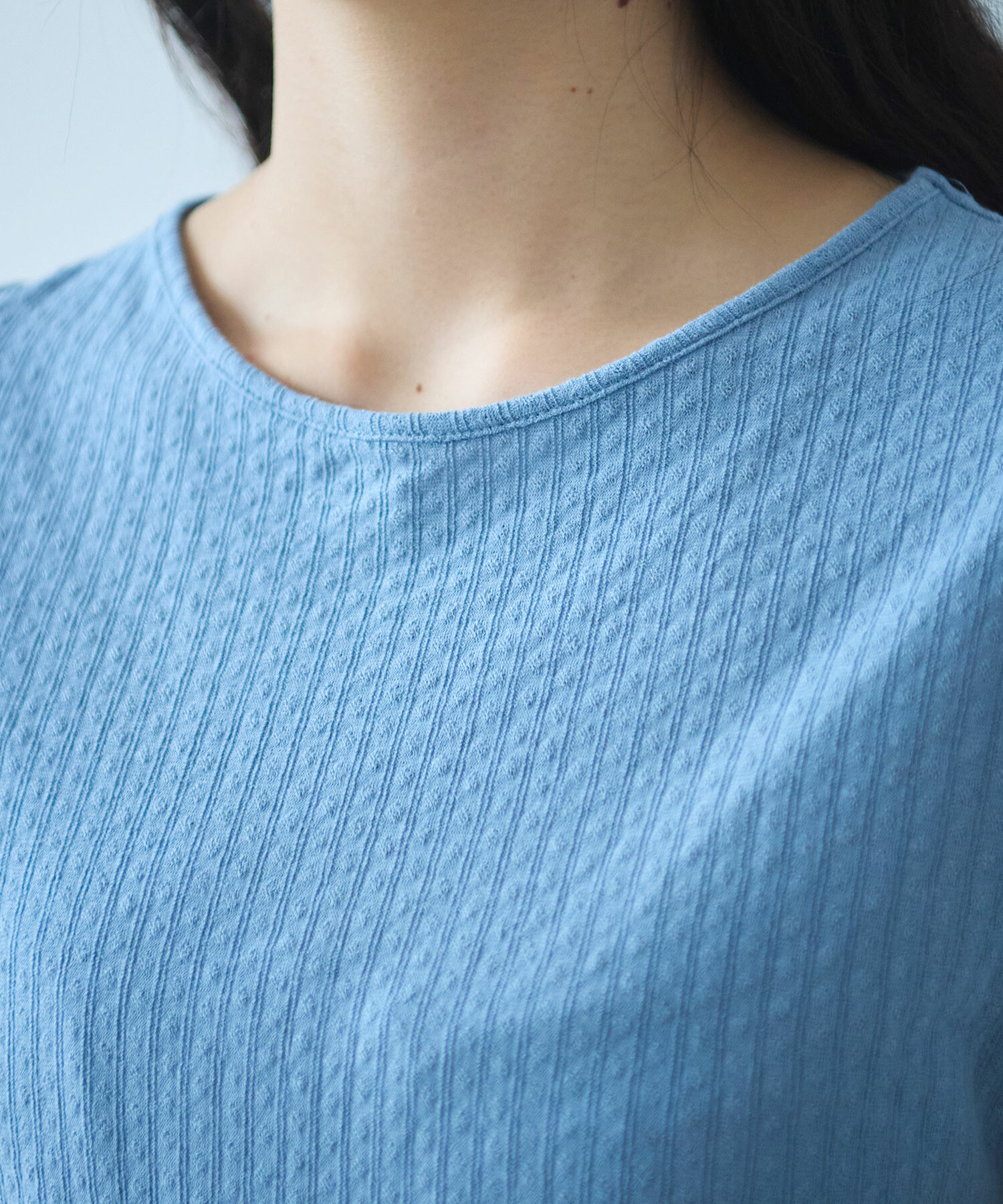 tシャツ 強撚針抜ジャカード フレンチスリーブプルオーバー レディース △強撚針抜ジャカード フレンチスリーブプルオーバー（Tシャツ