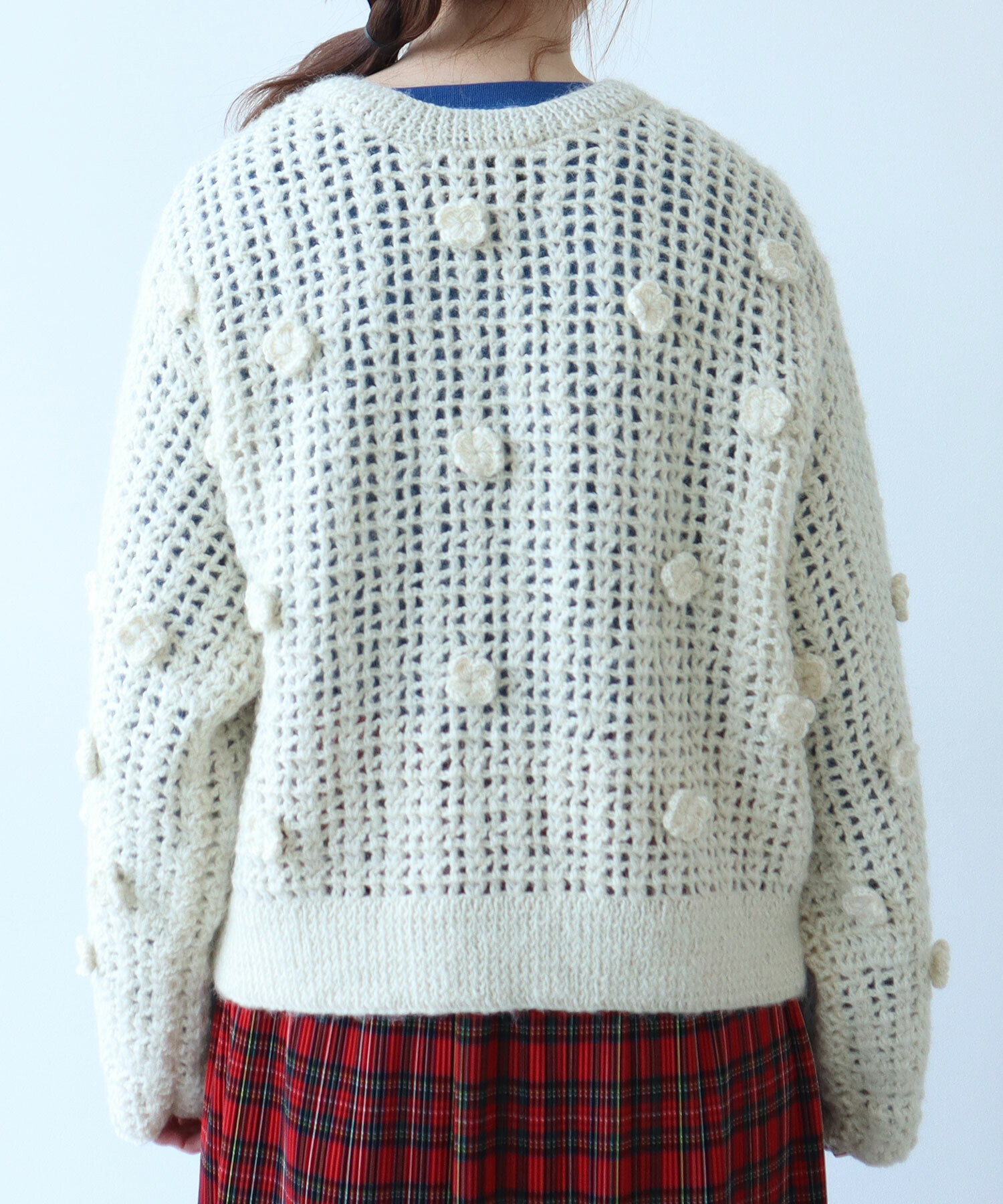 AMBIDEX Store ○ ネパールハンドニット おはなカーディガン(F シロ