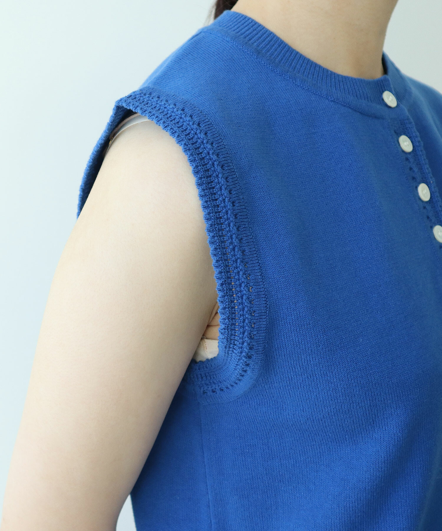 ★OZZcCroce★青サテンポケット付ジレベスト★ LACOSTE ベスト ジレ オーバーサイズ アーガイル柄パッチ