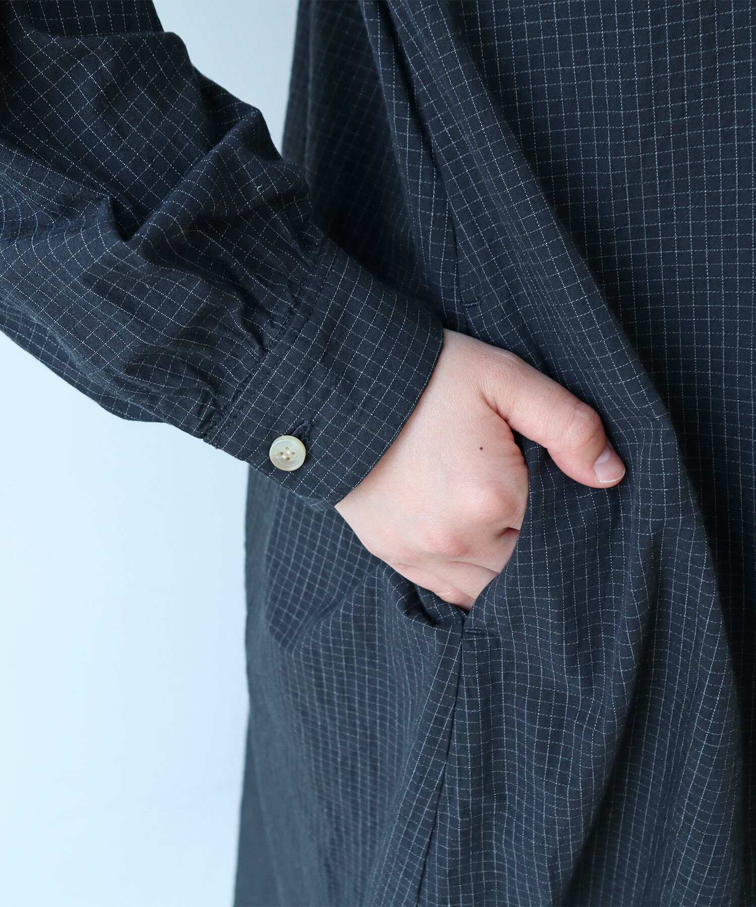 AMBIDEX Store △〇 ナチュラルリップルボイル シャツワンピース(F アイボリーチェック): bulle de savon