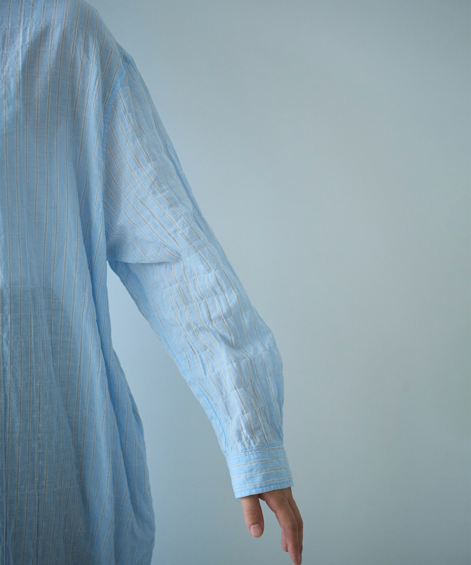 AMBIDEX Store 〇 shirring stripe バンドカラー シャツ