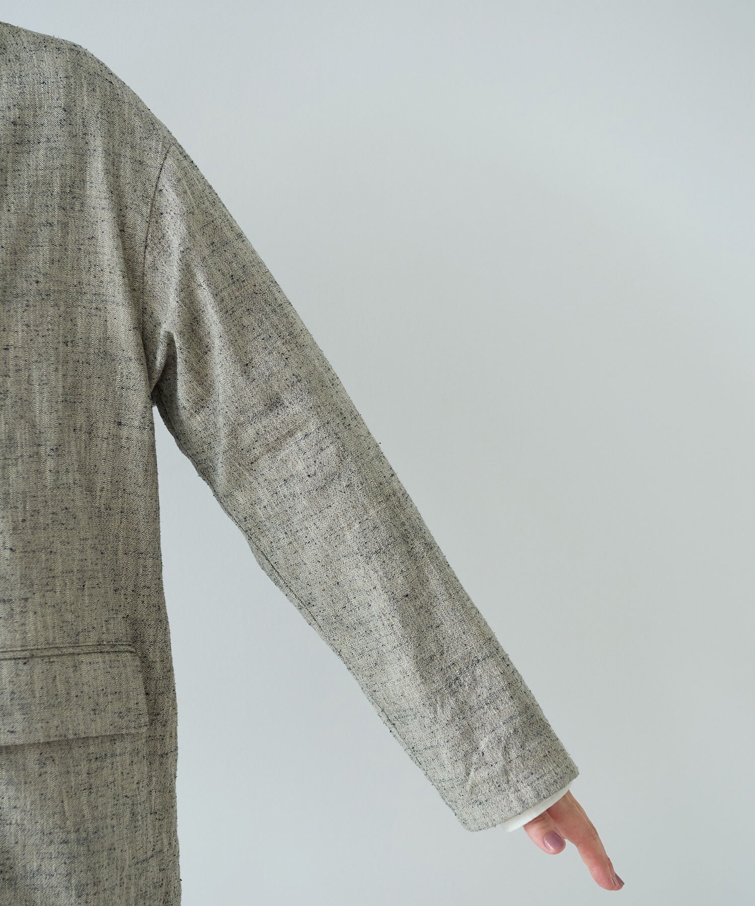 AMBIDEX Store ○slab nep tweed no collarジャケット(F グレー): yuni