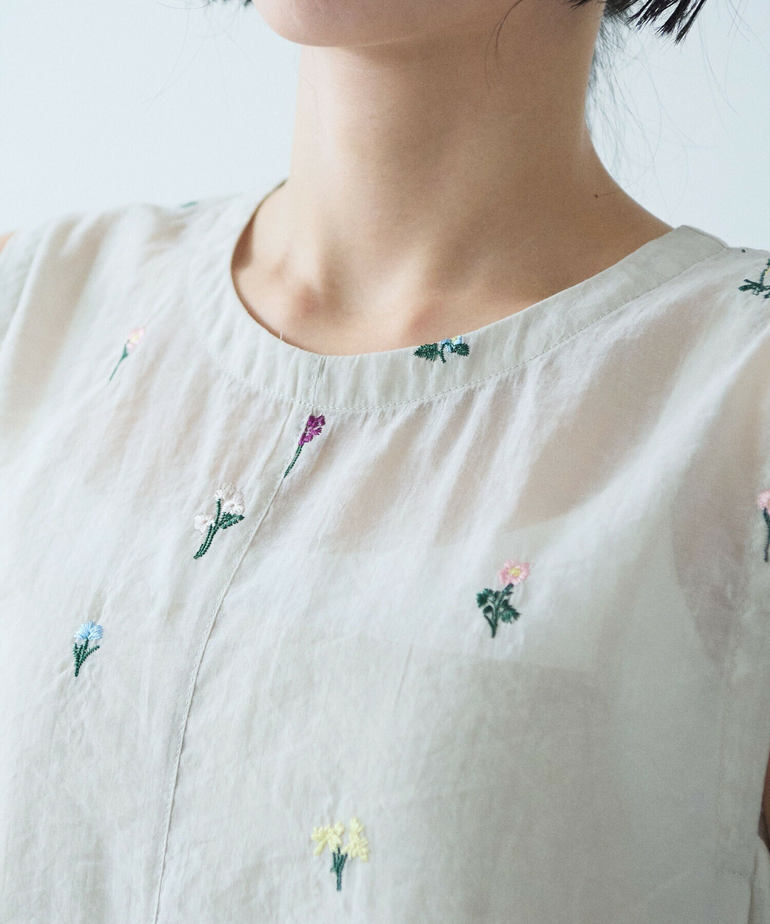 AMBIDEX Store コットン/ナイロン sheer floral刺繍 ワンピース(F