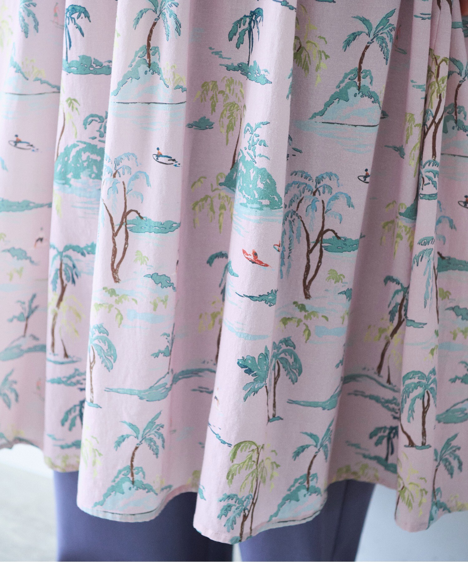 AMBIDEX Store Island print tiered open collar ワンピース(F ピンク