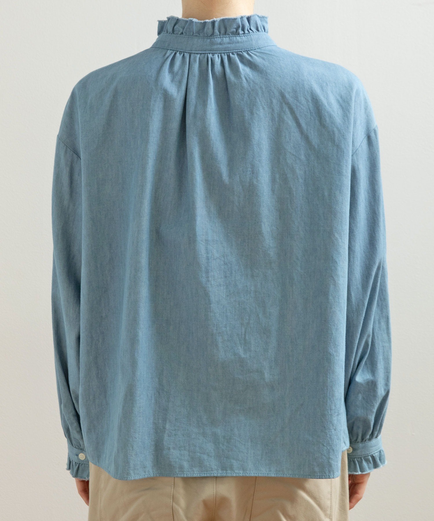 AMBIDEX Store ○ライトオンスデニム スタンドフリルブラウス(F