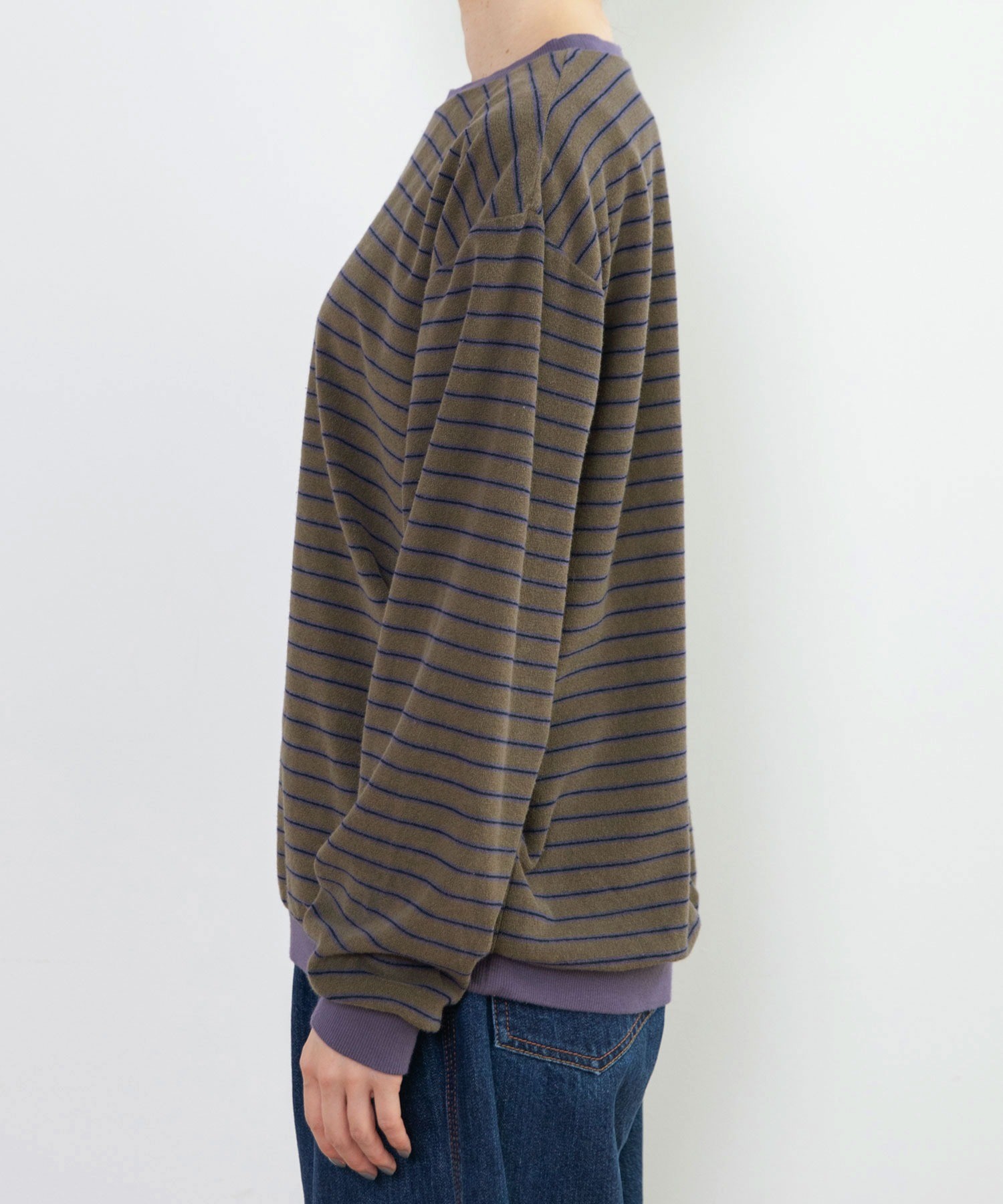 AMBIDEX Store 製品染めパイルボーダー クルーネックプルオーバー(F