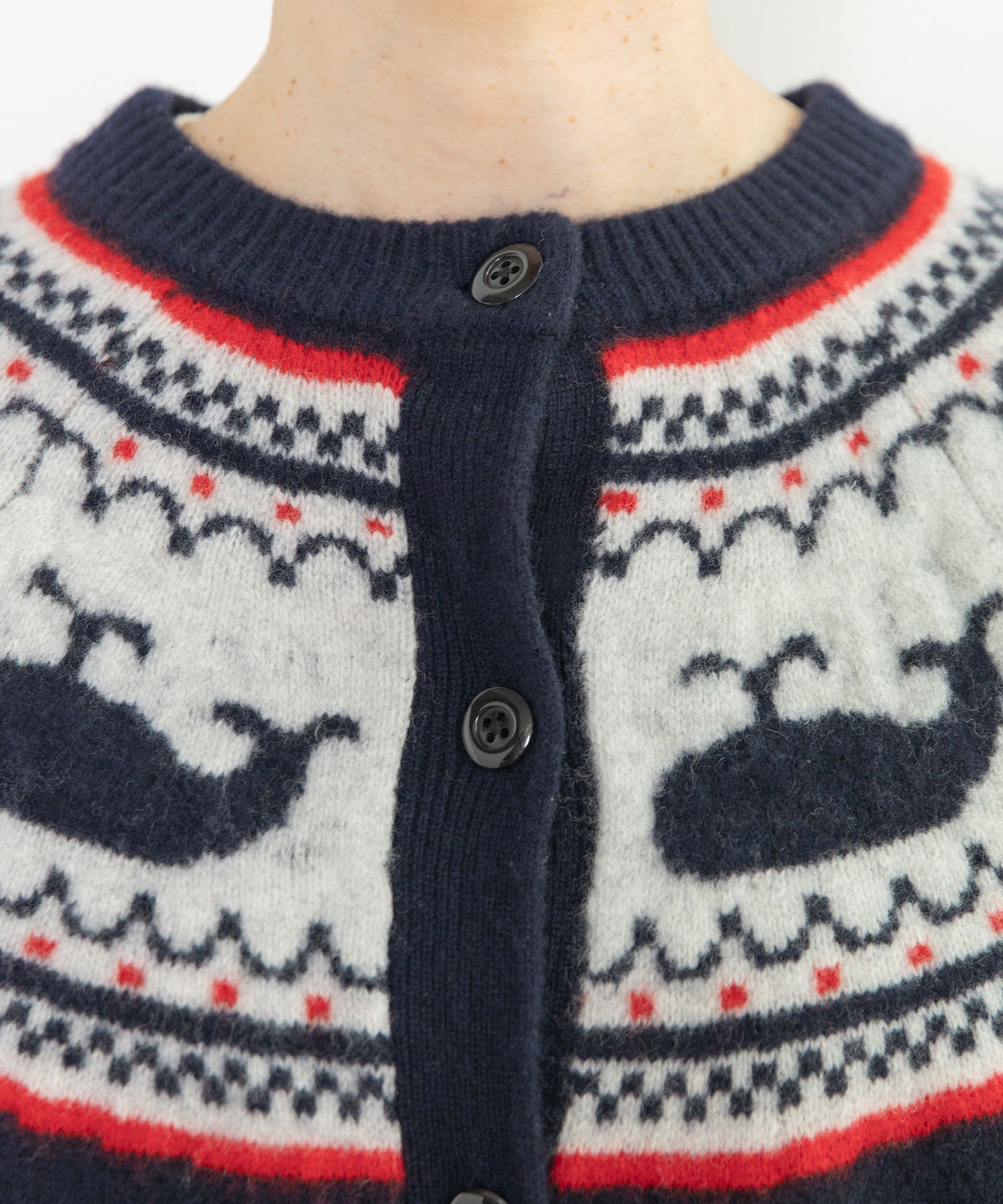 PAR ICI クジラジャカード 求心風2WAY カーディガン ネイビー AMBIDEX Store △〇クジラジャカード 求心風2WAY カーディガン(F コン