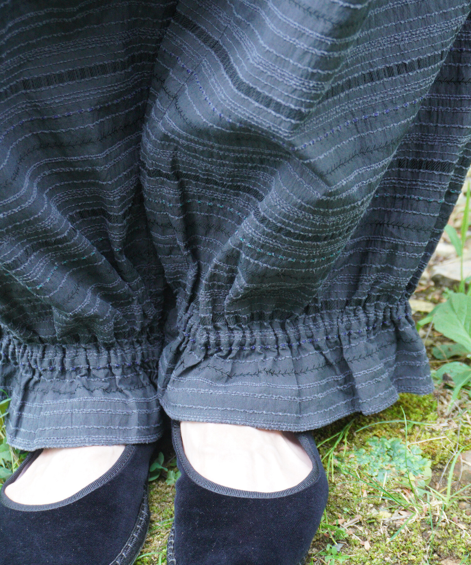 AMBIDEX Store 〇embroidery jacquard ギャザーパンツ(F キナリ