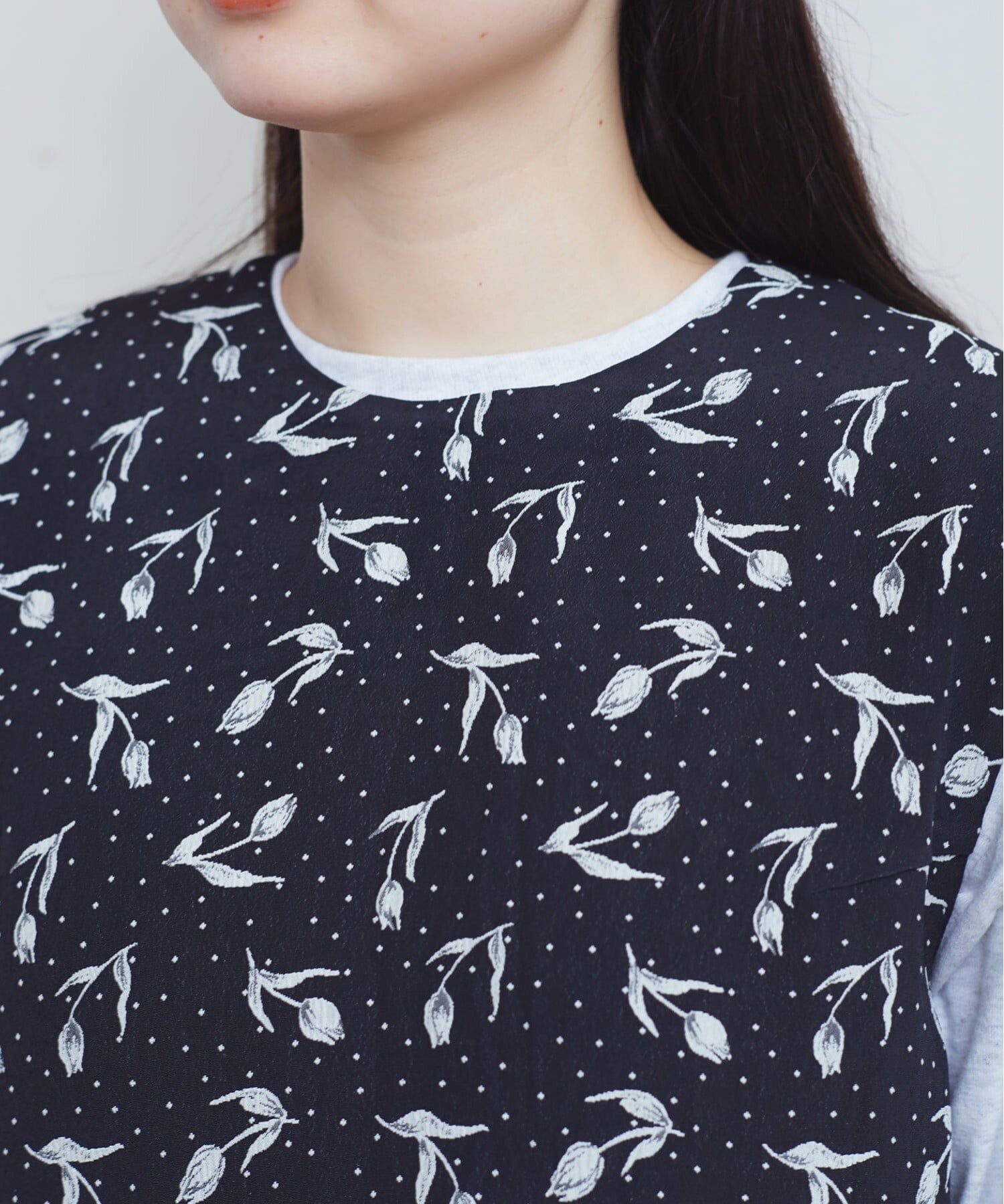 チューリップ衿メッシュコンビ半袖プルオーバー Tシャツ/カットソー 