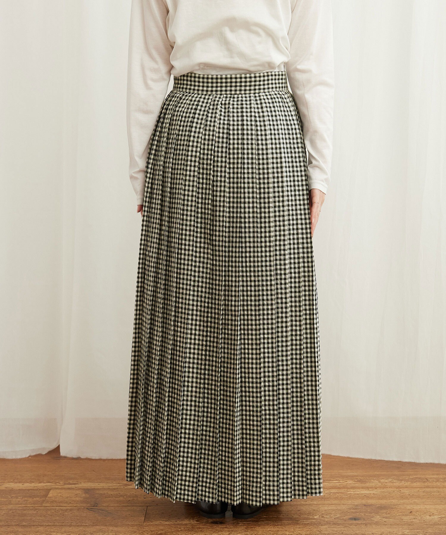 AMBIDEX Store ○○gingham pleats skirt(F グレー): l'atelier du savon