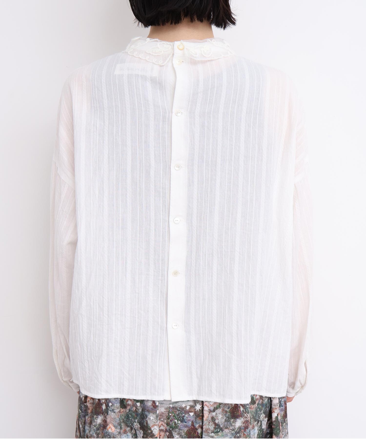 AMBIDEX Store ○いちごのコード刺繍 重なる襟ブラウス(F シロ): l