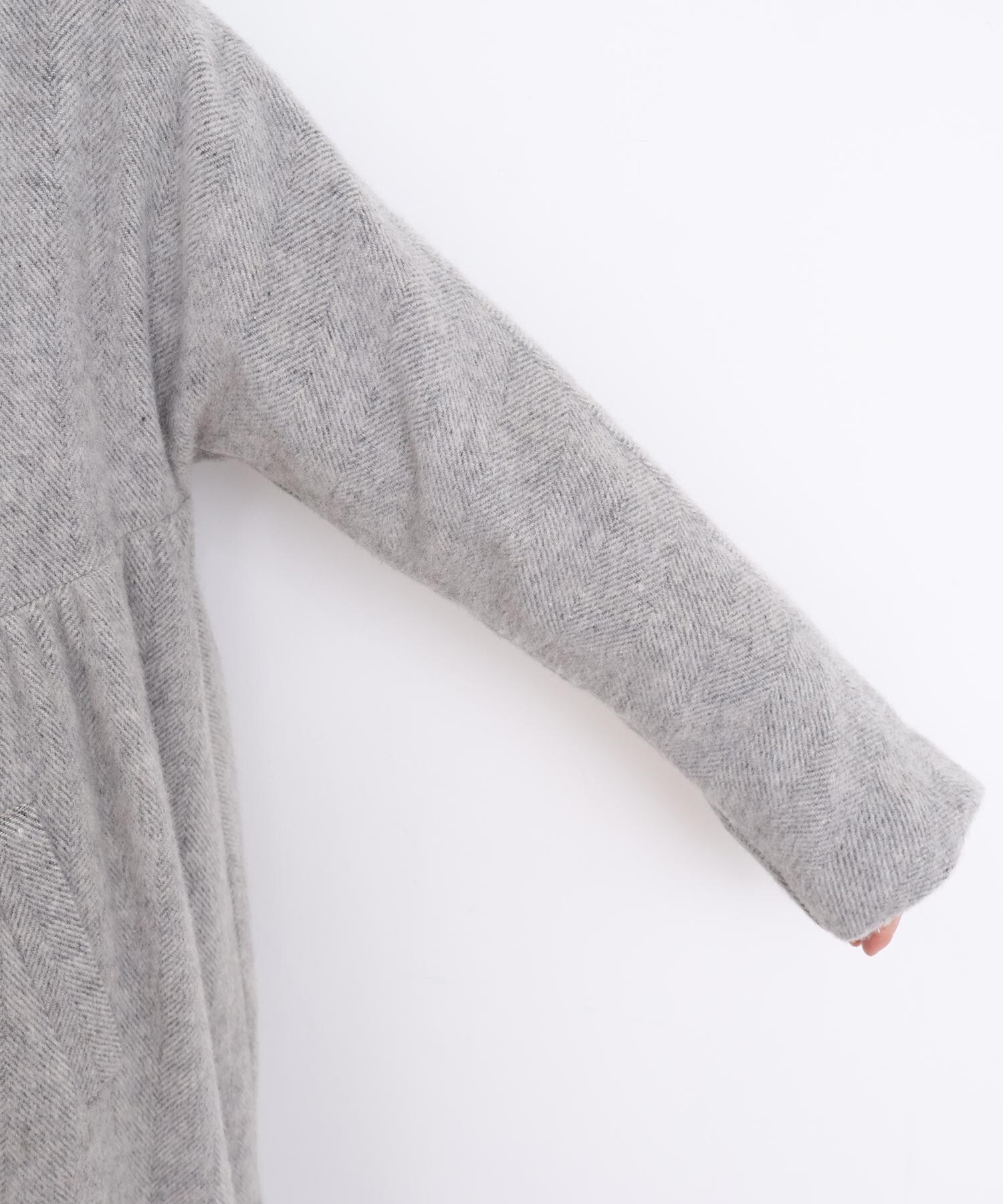 AMBIDEX Store 〇ヘリンボーンウール ドルマンギャザーコート (F