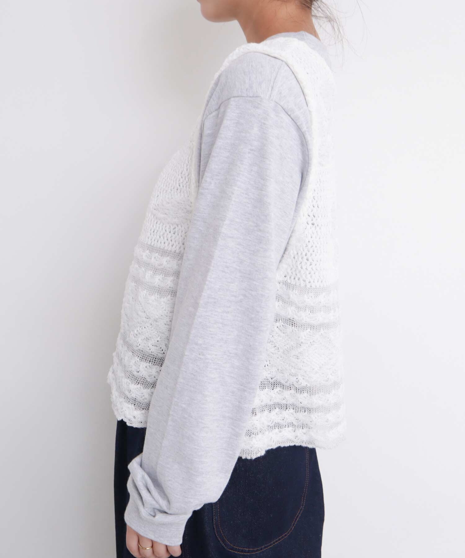 AMBIDEX Store △○ドット刺繍 ノーカラーコート(F チャ): l