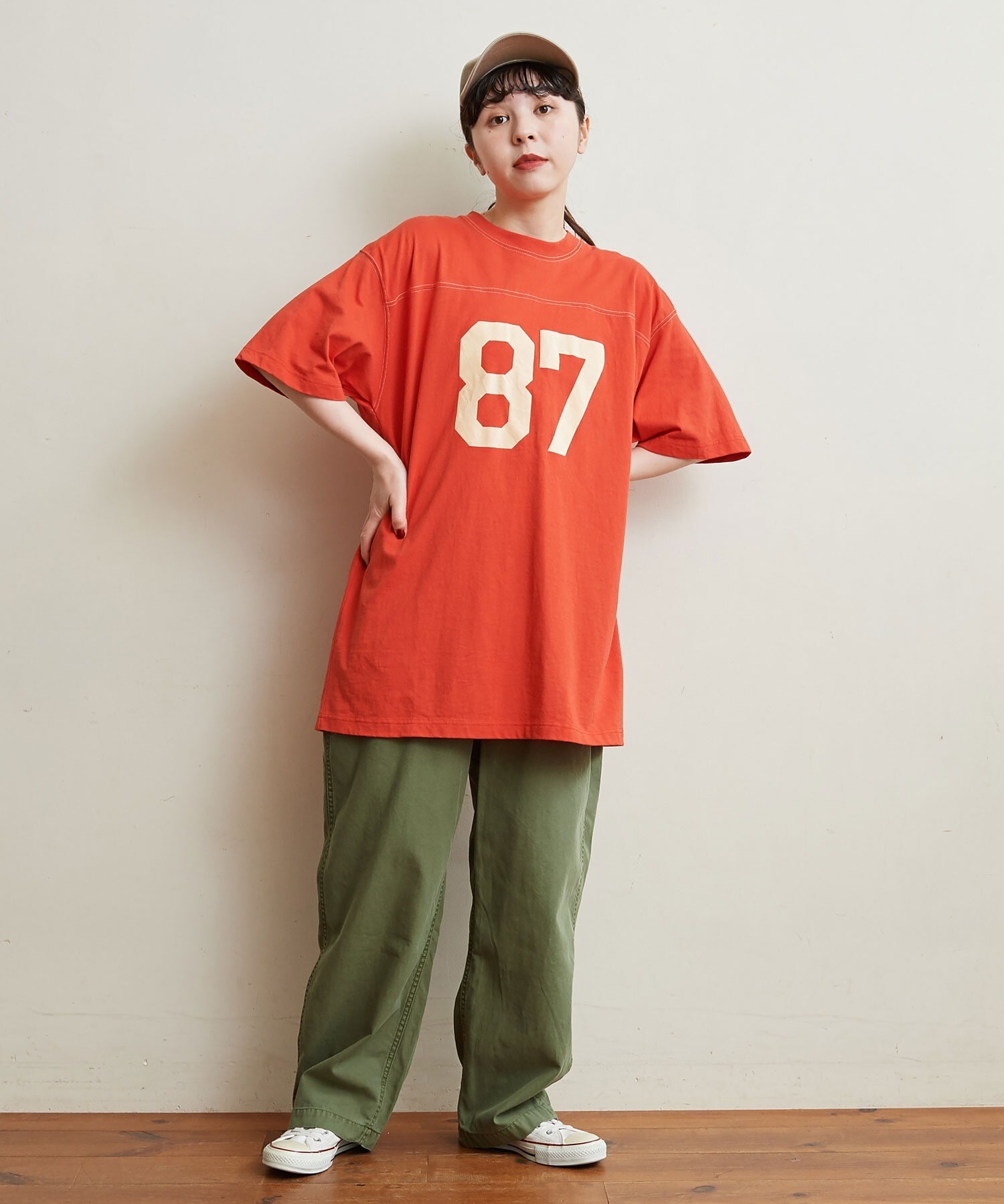 AMBIDEX Store 〇オーガニック天竺 フットボール BIG5分袖Tシャツ(F 