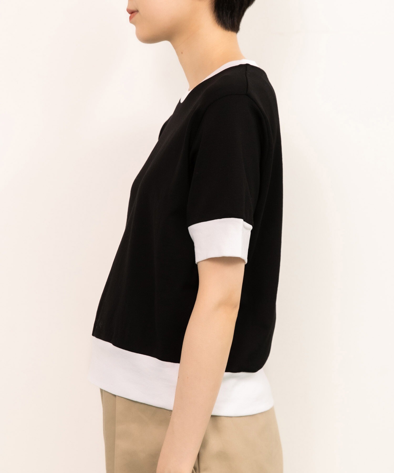 AMBIDEX Store △連シルフライス バイカラーTシャツ(F サックス AMBIDEX Store △連シルフライス バイカラーTシャツ(F サックス