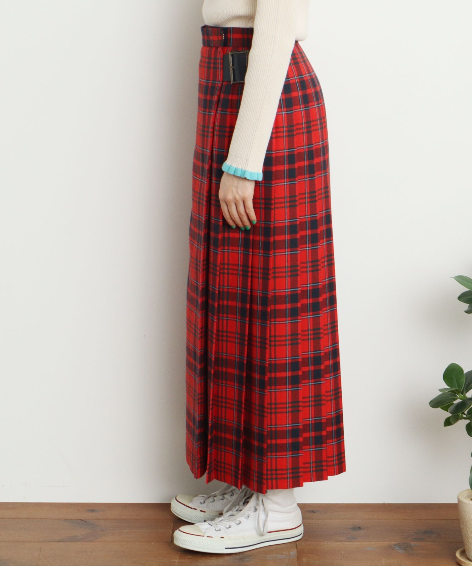 AMBIDEX Store △○タータンチェックキルトスカート(36 グリーン): Dot 