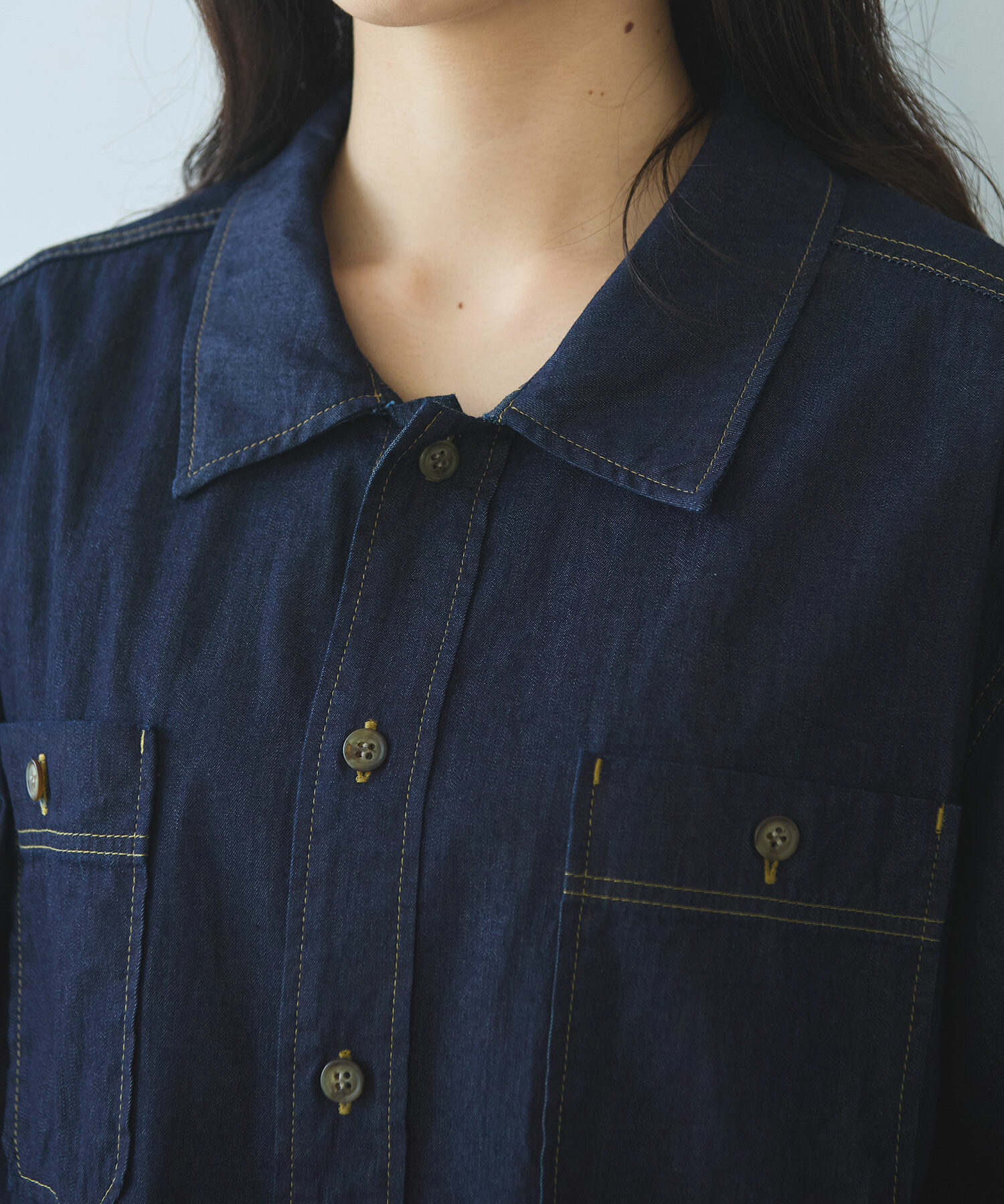 AMBIDEX Store 〇 5.5oz denim オーバーシャツ(F インディゴ
