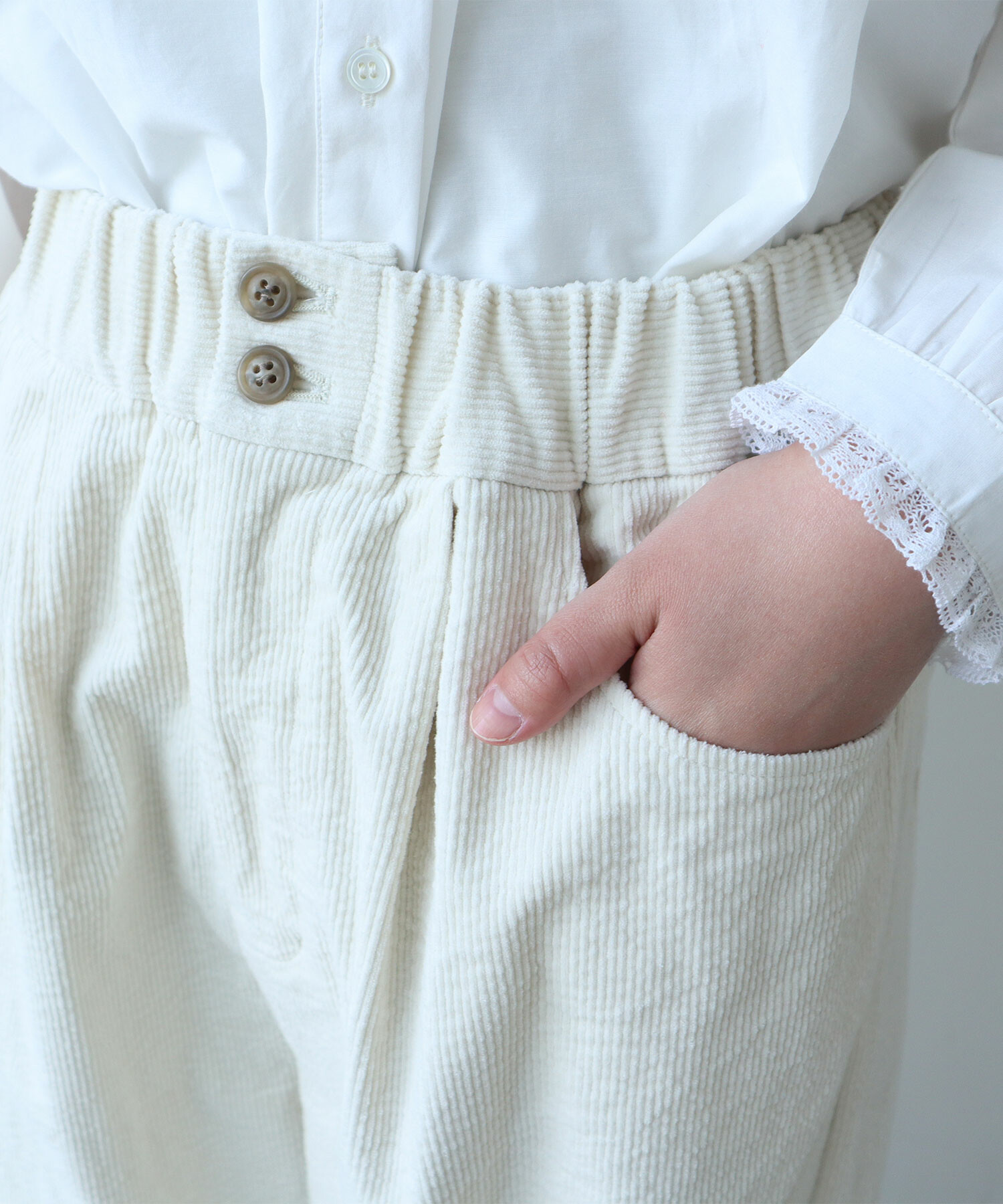 yonfa ヨンファ コーデュロイパンツ ホワイトXS yonfa ヨンファ