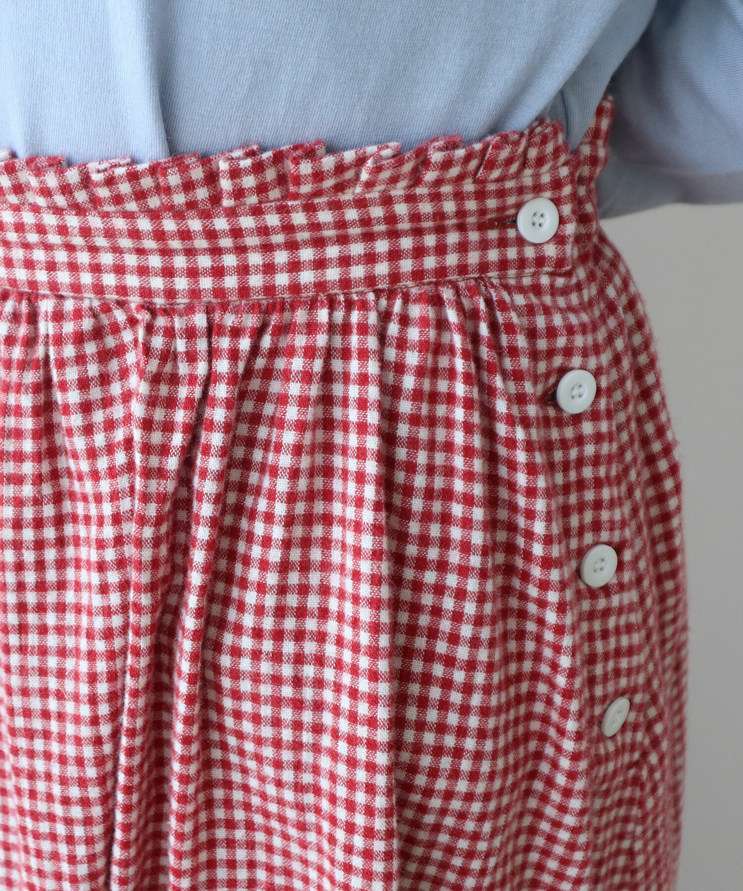 ビュルデサボン チェック 先染めギンガム スカート ブラウス セット