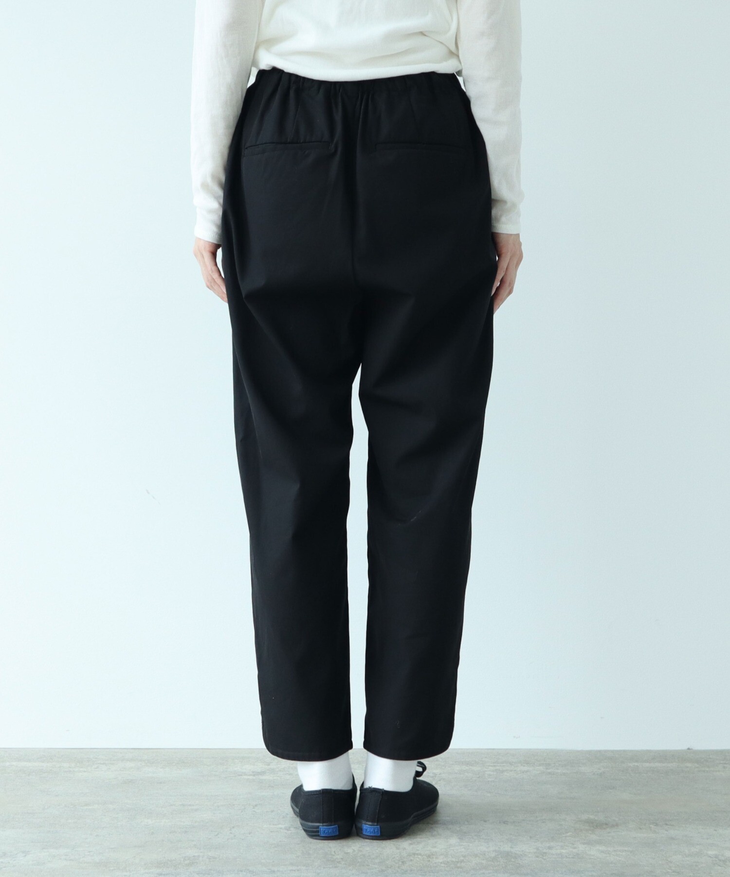 AMBIDEX Store 80/2強撚Cギャバ ベントヘムパンツ(S クロ): yuni