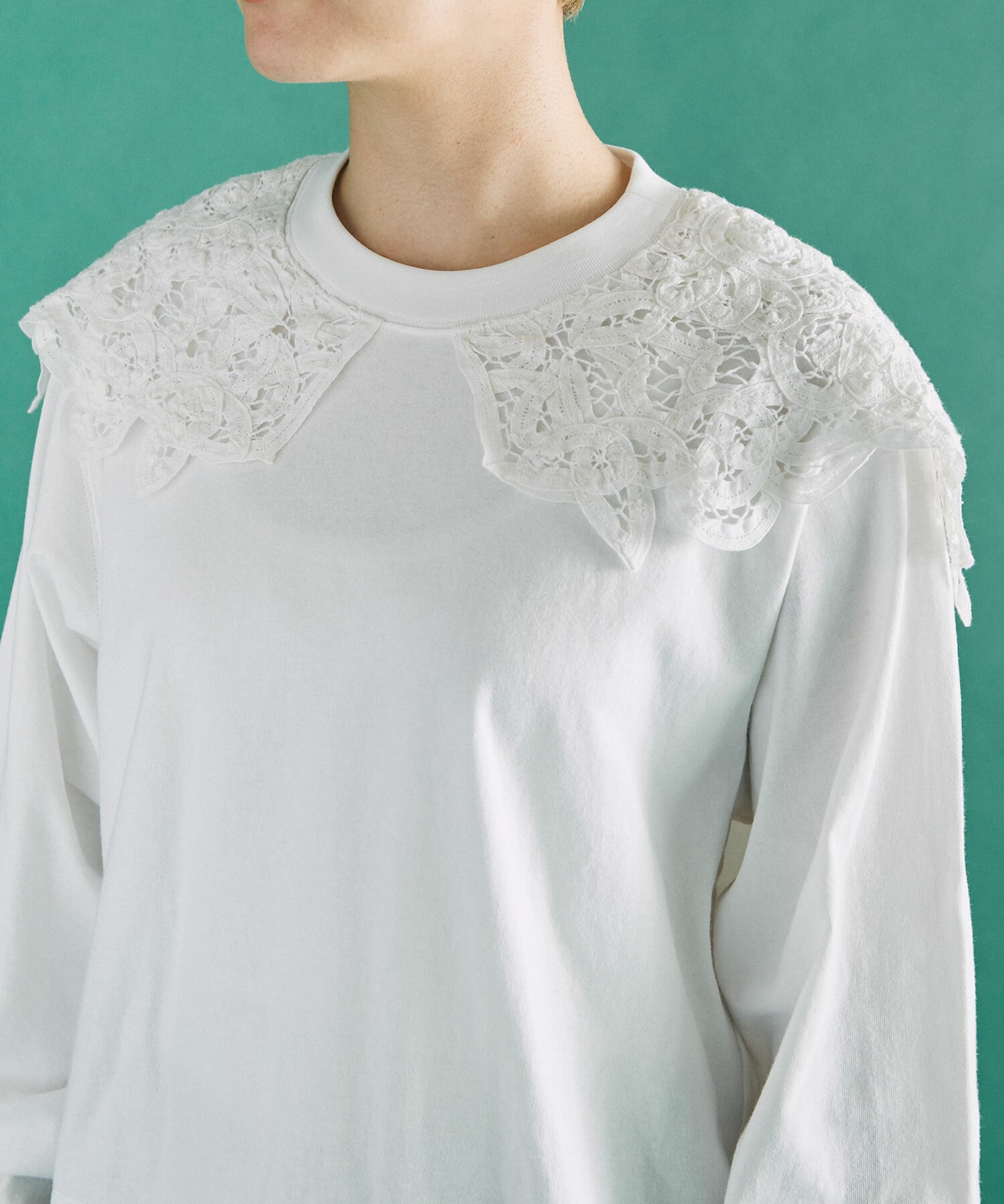 AMBIDEX Store △○バテンレース ショルダー Tシャツ(F WHITE): FLAT 