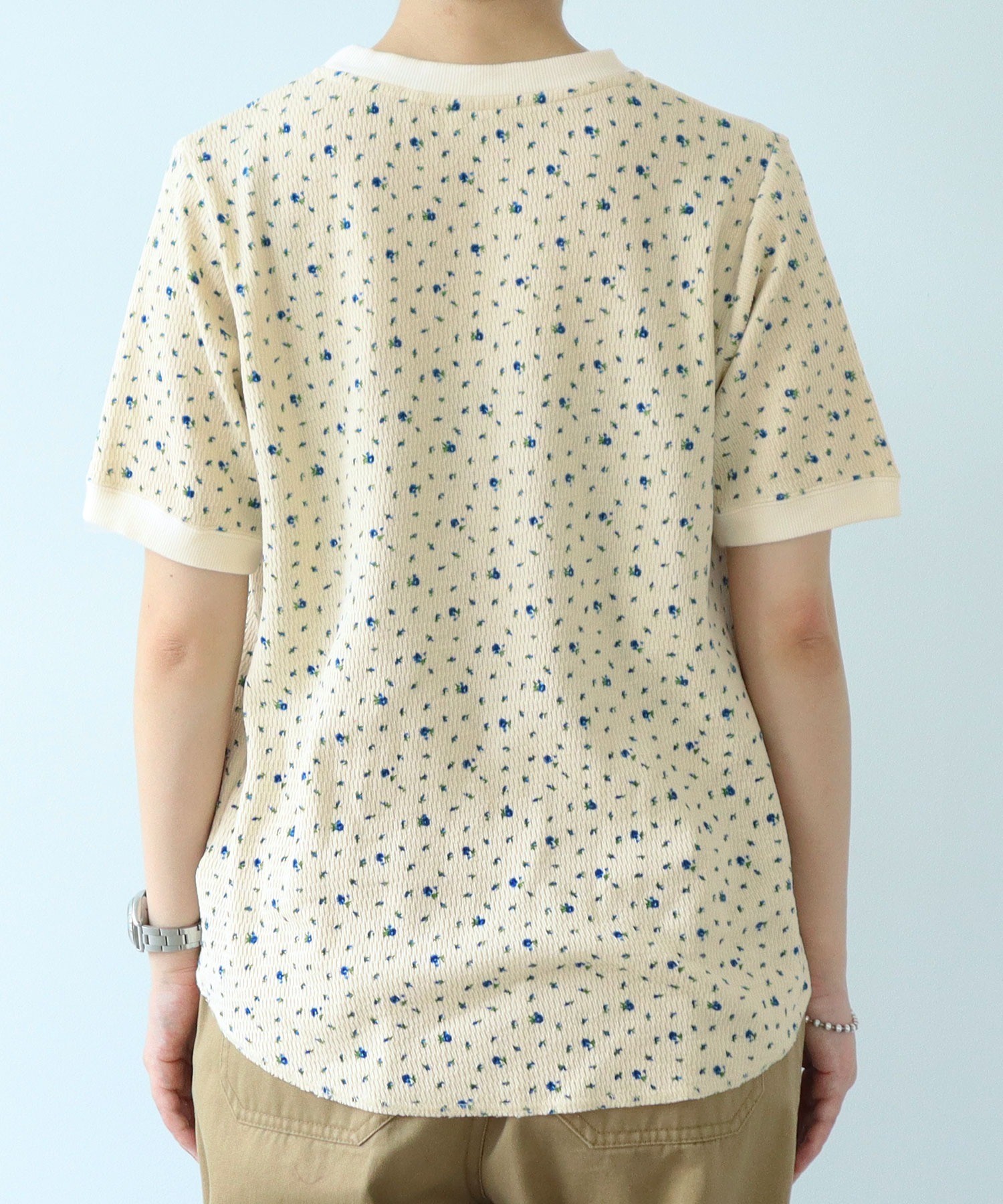 tシャツ USEDサーマル小花プリント 半袖Tシャツ レディース AMBIDEX Store ○USEDサーマル小花プリント 半袖Tシャツ(F アカ