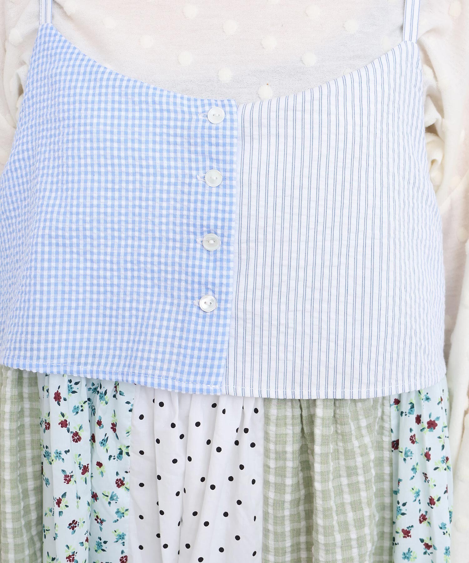 AMBIDEX Store little garden パッチワークキャミワンピース(F クロ