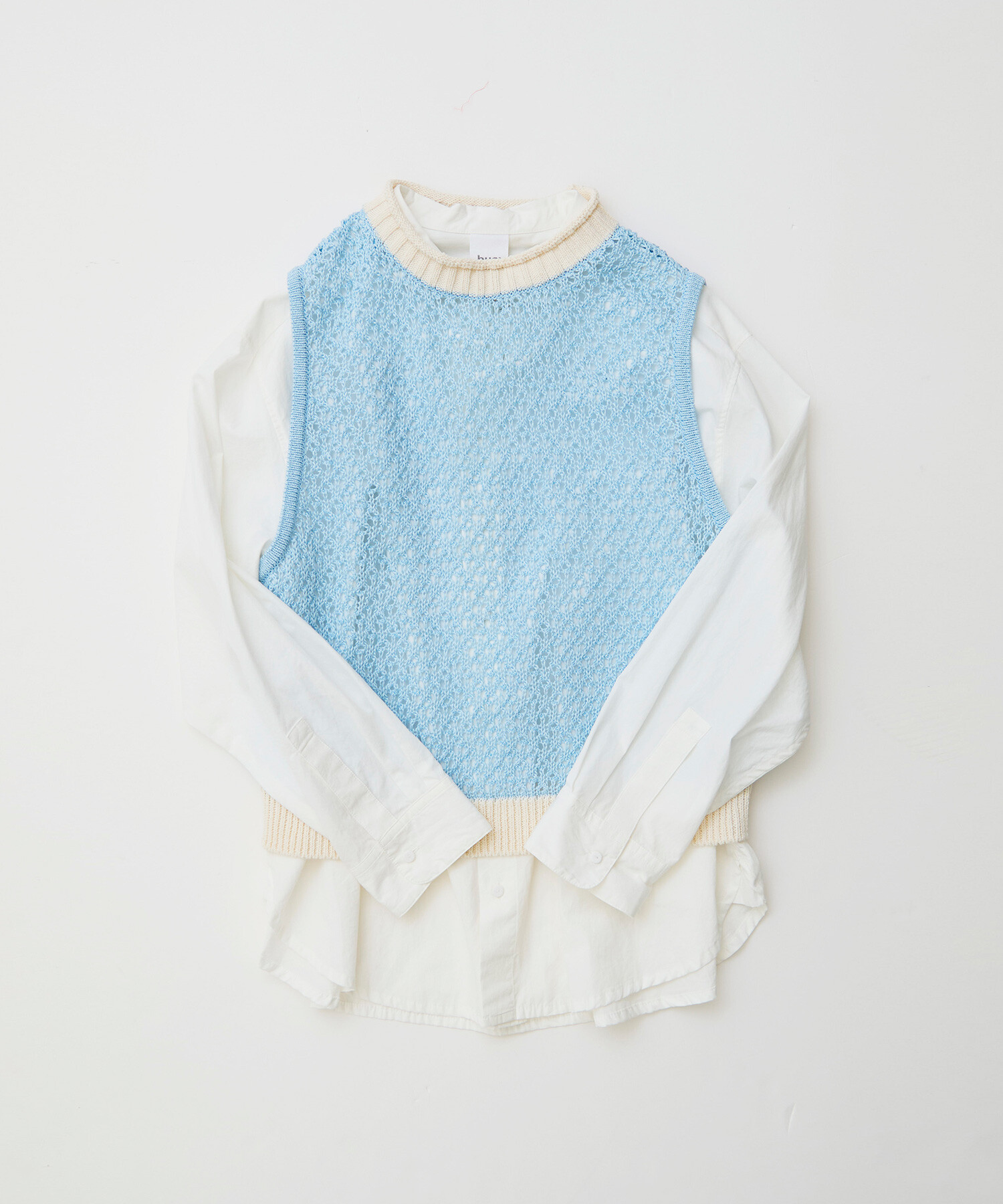 AMBIDEX Store ○〇変形メッシュ編みベスト(F サックス): FLAT