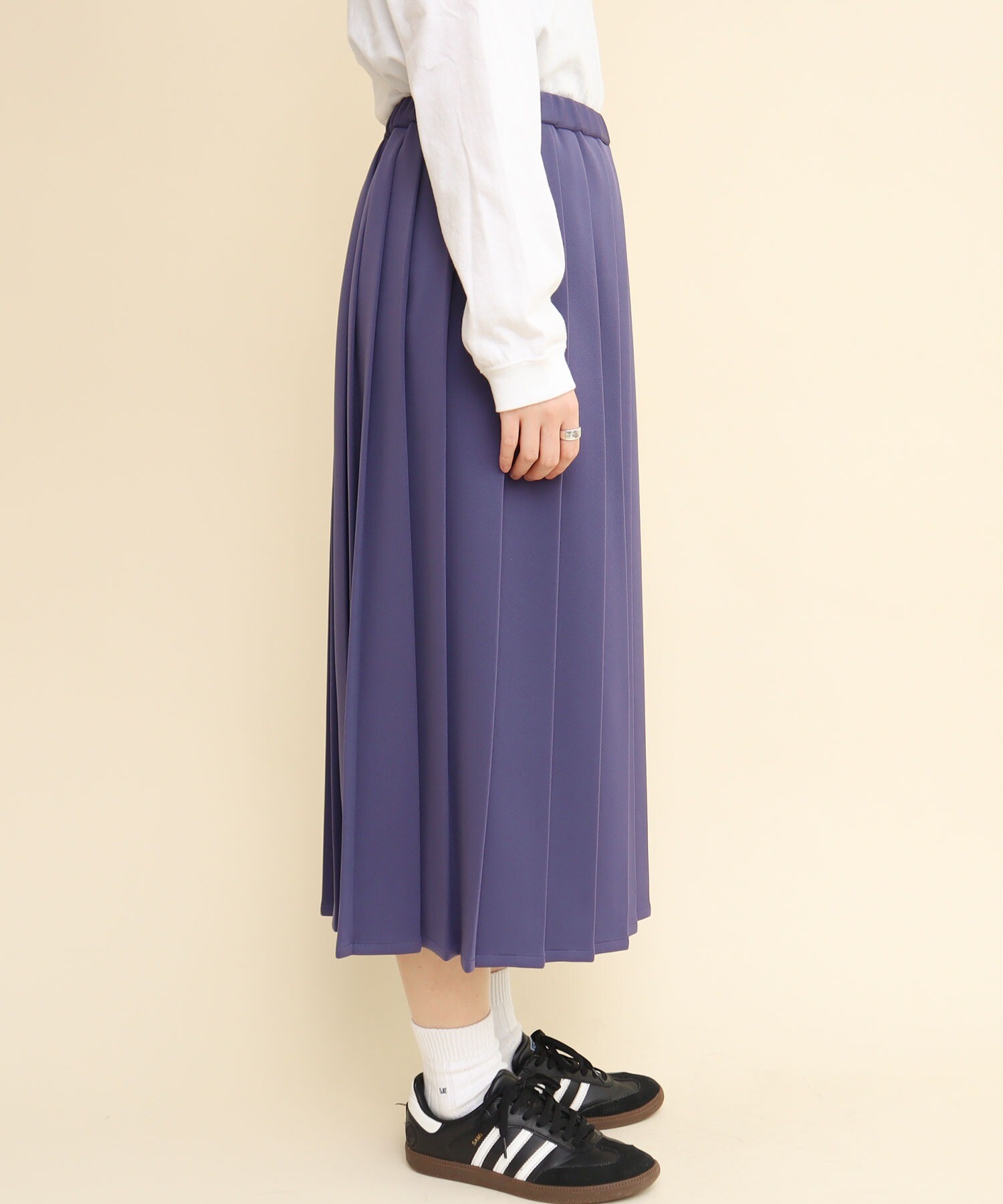 AMBIDEX Store LINE Jersey pleats SKIRT 2024SS(F パープル): l 