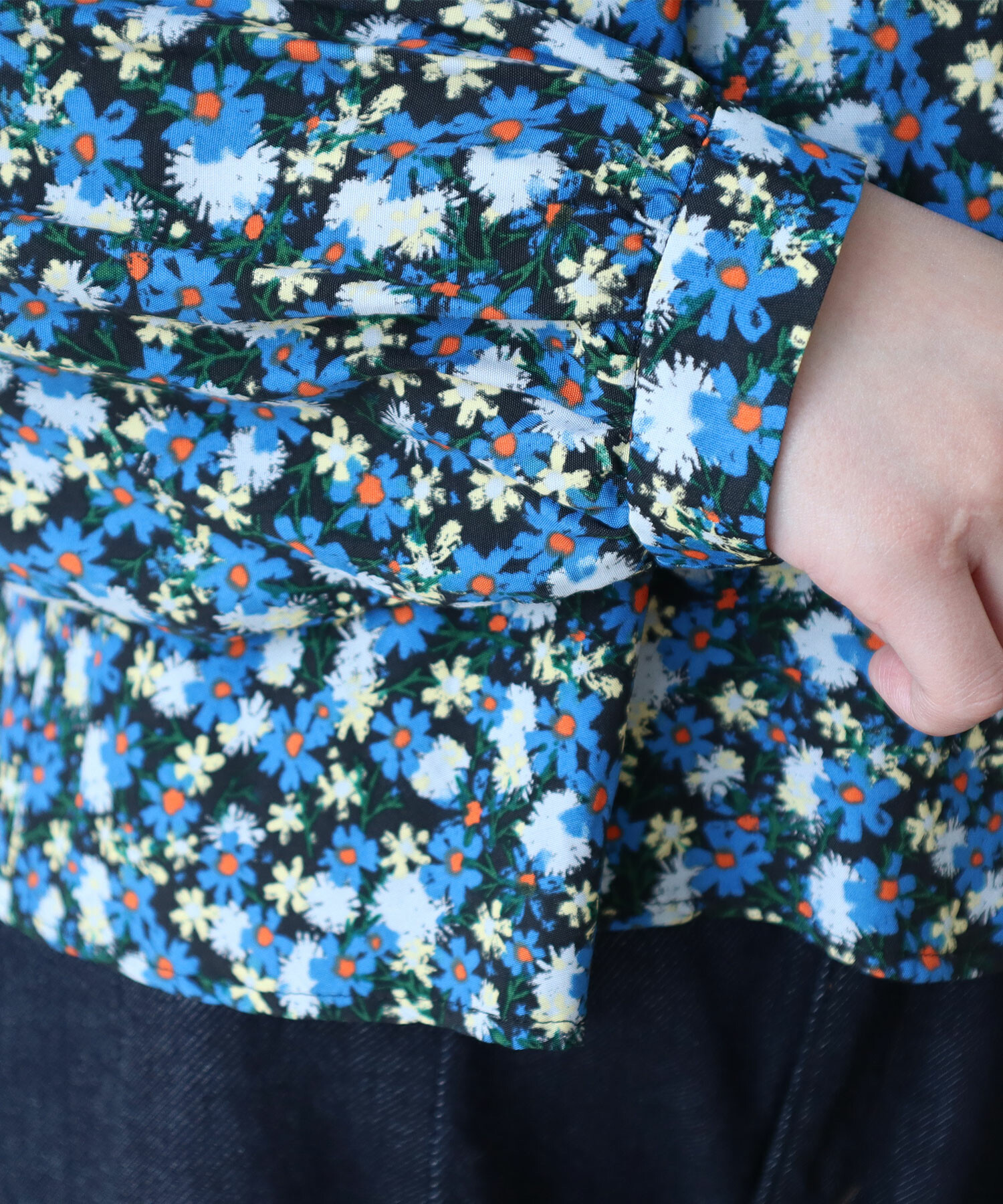 bulle de savon indigo flower プリント ブルゾン bulle de savon indigo flower プリント ブルゾン bulle de