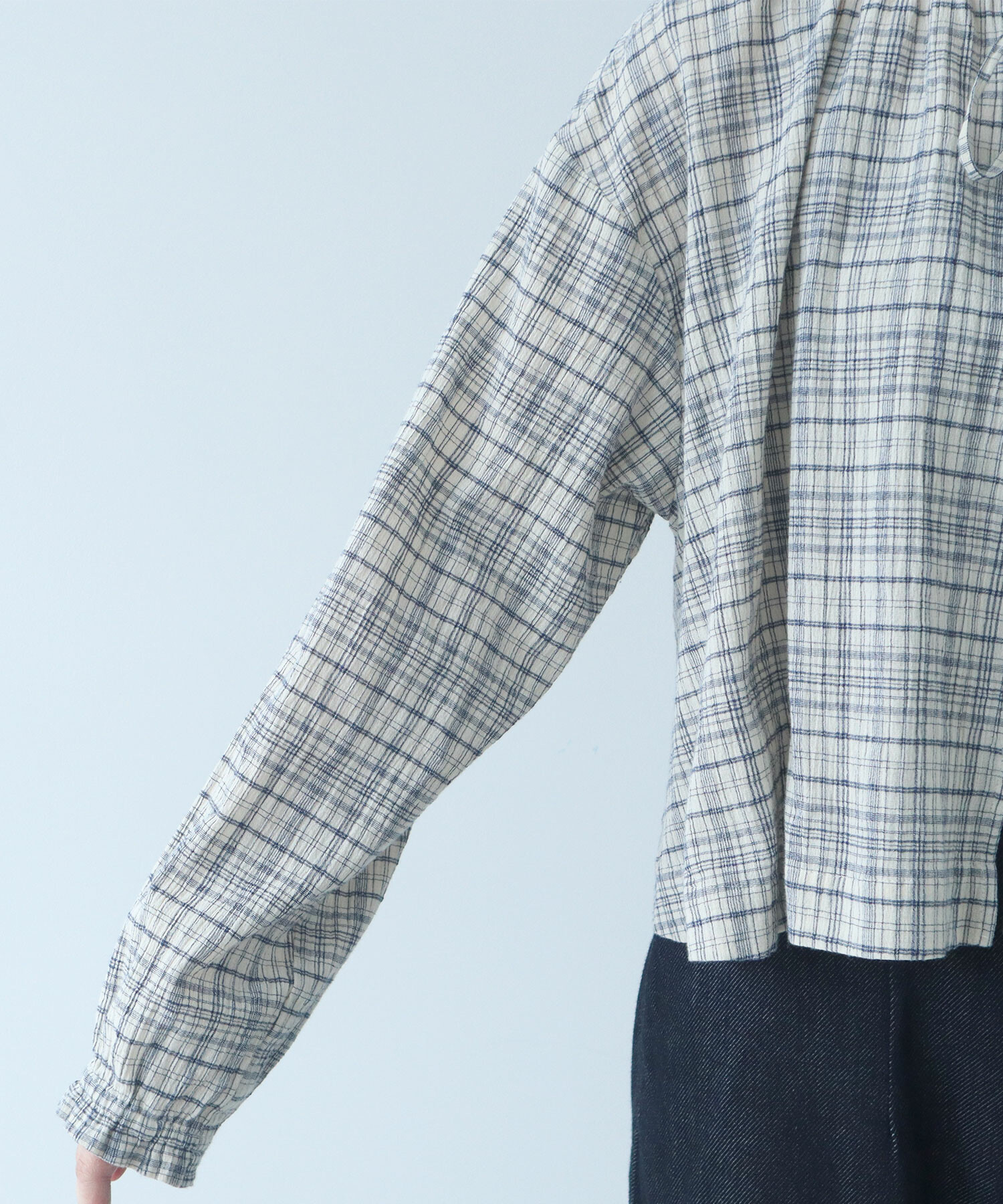 AMBIDEX Store △〇 ちぢみcheck ブラウス(F ピンク): bulle de savon