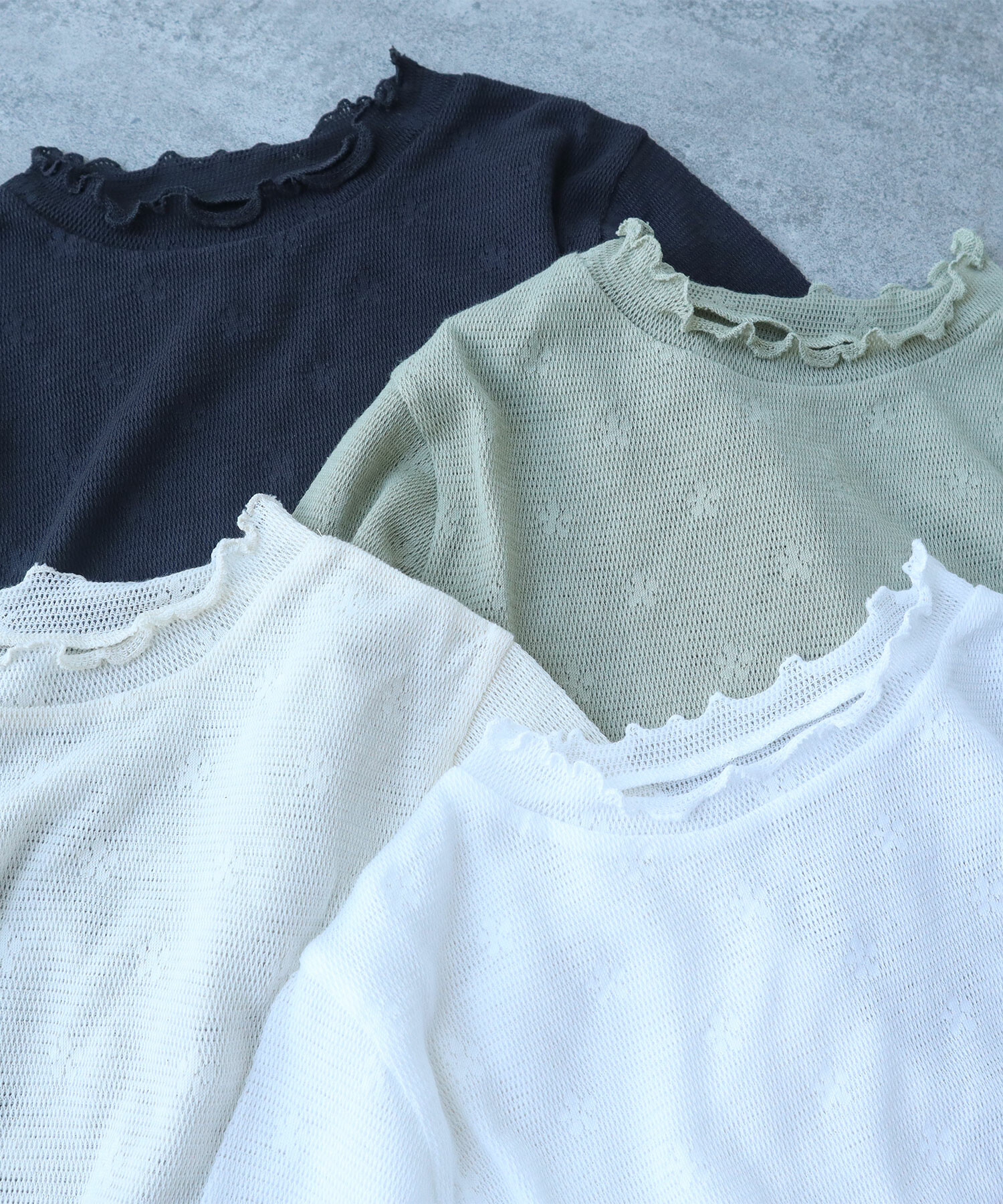 tシャツ hana×mesh ジャガード ハイネック半袖プルオーバー レディース bulle de savon tシャツ hana×mesh ジャガード ハイネック半袖