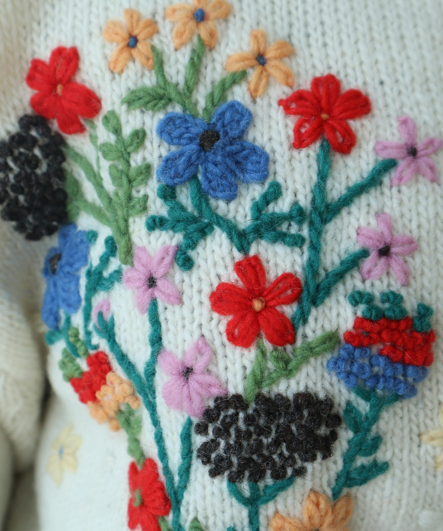AMBIDEX Store 【予約販売】〇 ペルーハンドニット ブーケ刺繍