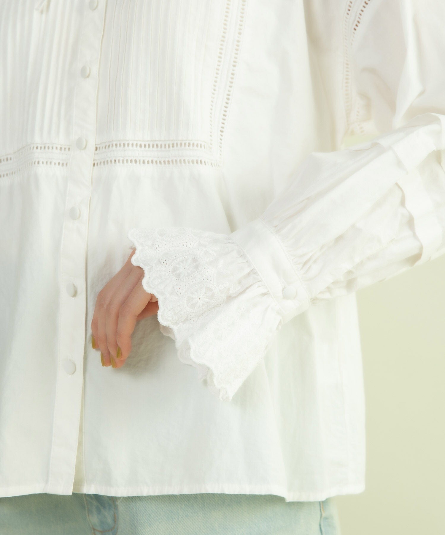 AMBIDEX Store △○ブロードレース ピンタックフラット襟ブラウス(F